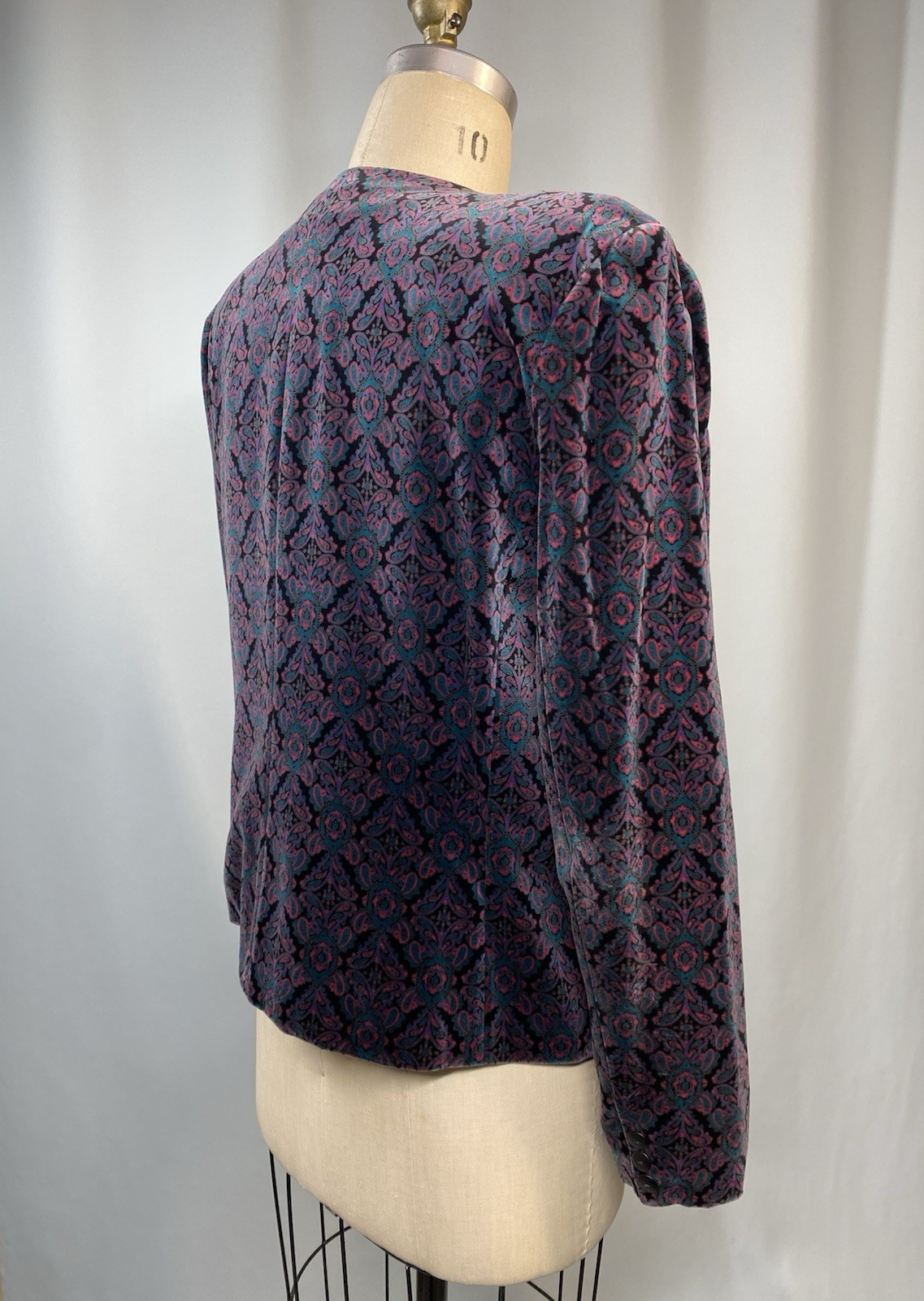 Vintage Velvet Jacket SIZE 12 LARGE L purple black high neck TALBOTS 90s Y2K