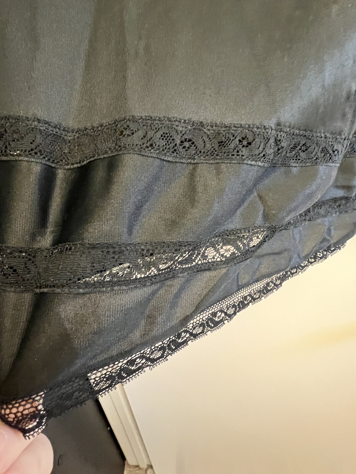 Black Half Slip Adonna for JC Penney Size Medium 3 Tiered Laces 27” long Vintage
