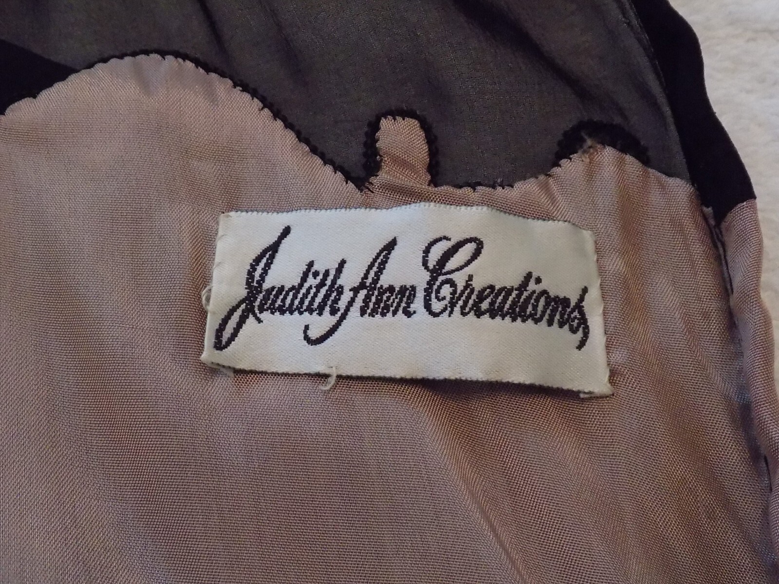 Vintage Judith Ann Creations black silk beaded evening gown dress size Medium