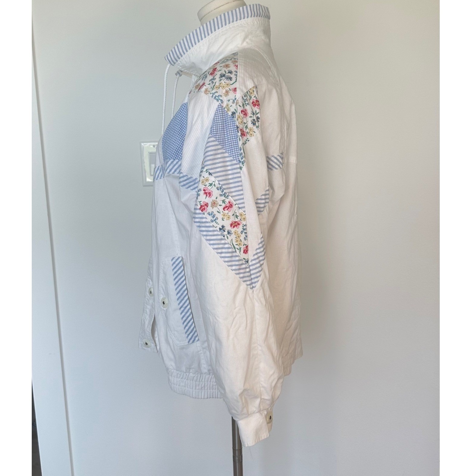 Vintage 90s Current Seen Patchwork Floral Striped Cotton Jacket M Cottagecore
