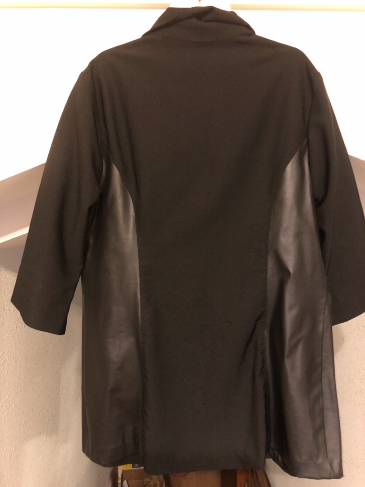 Elizabeth Arden Pleather Cloth Jacket Smock Uniform Top mid Sleeves Pockets