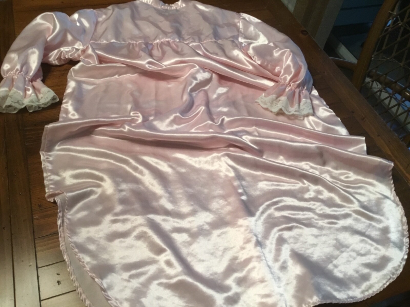 Lewis Frimel Vintage Long Pink Nightgown Romantic Button Down Size Large