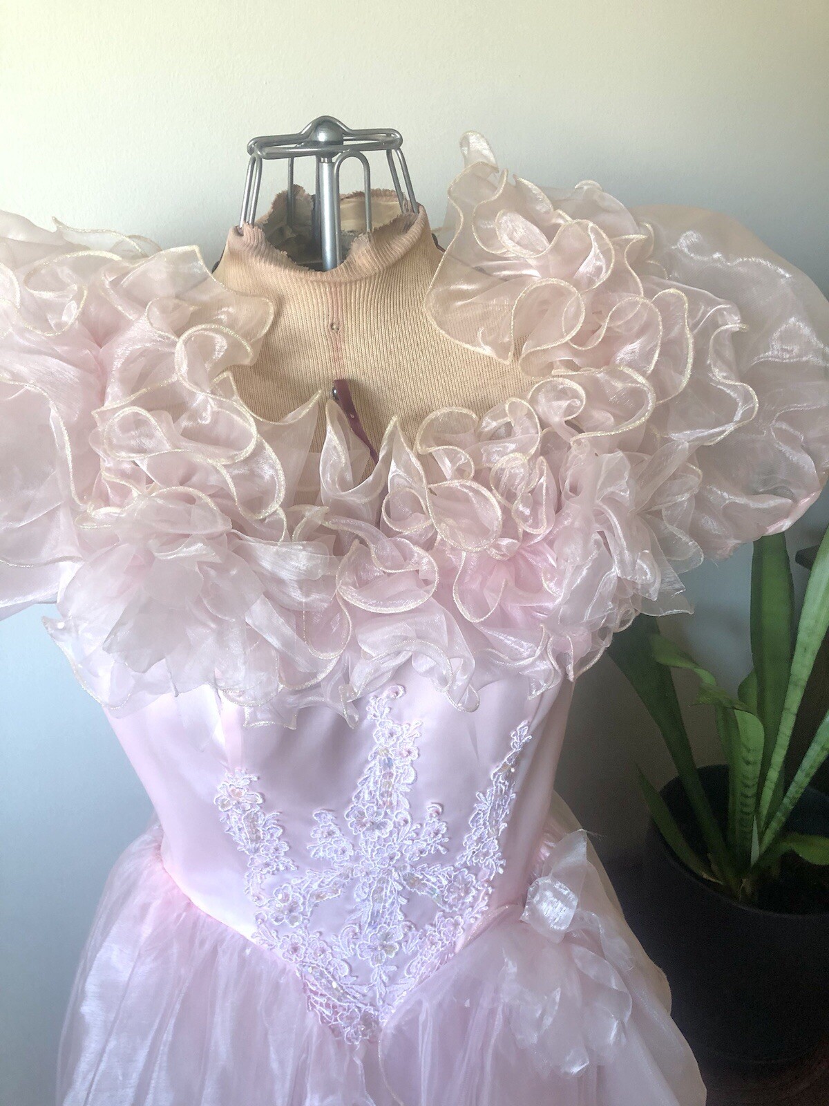 Vintage 80’s Cotton Candy Pink Organza Dress, XS