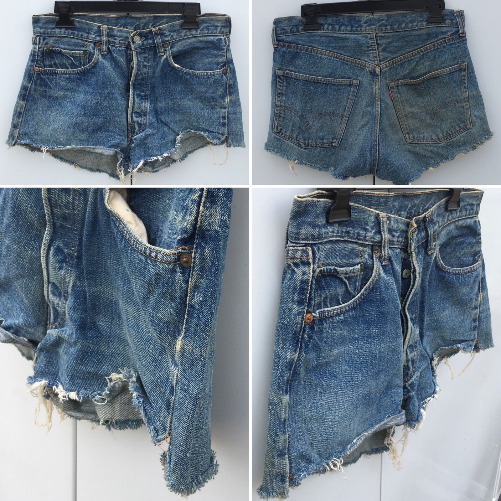 Vintage Levis 501 Jeans Shorts Selvedge Denim Button Fly Cut Offs 31 Waist