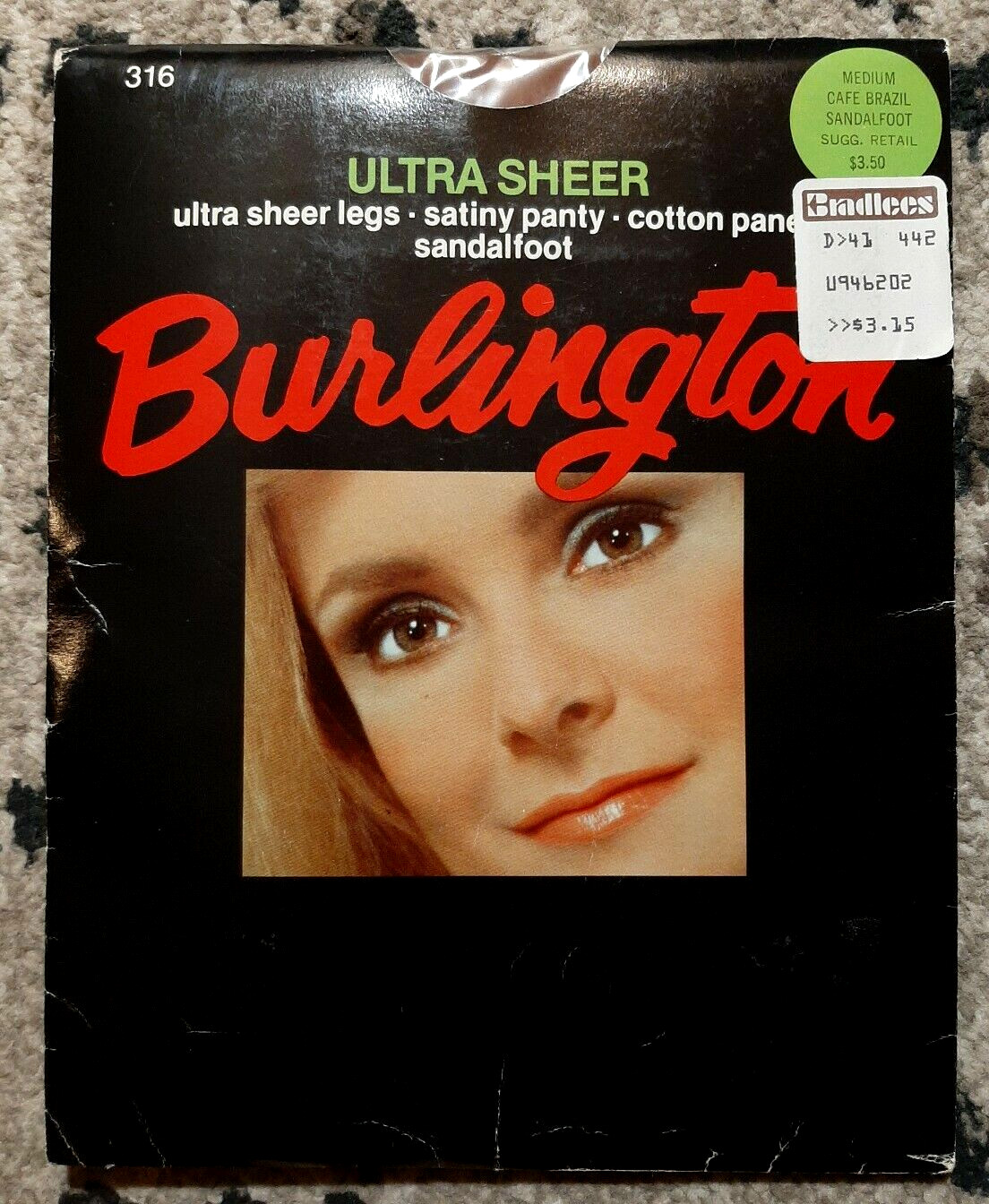 Vintage Burlington Ultra Sheer Nylons Pantyhose Size Med Cafe Brazil NOS New