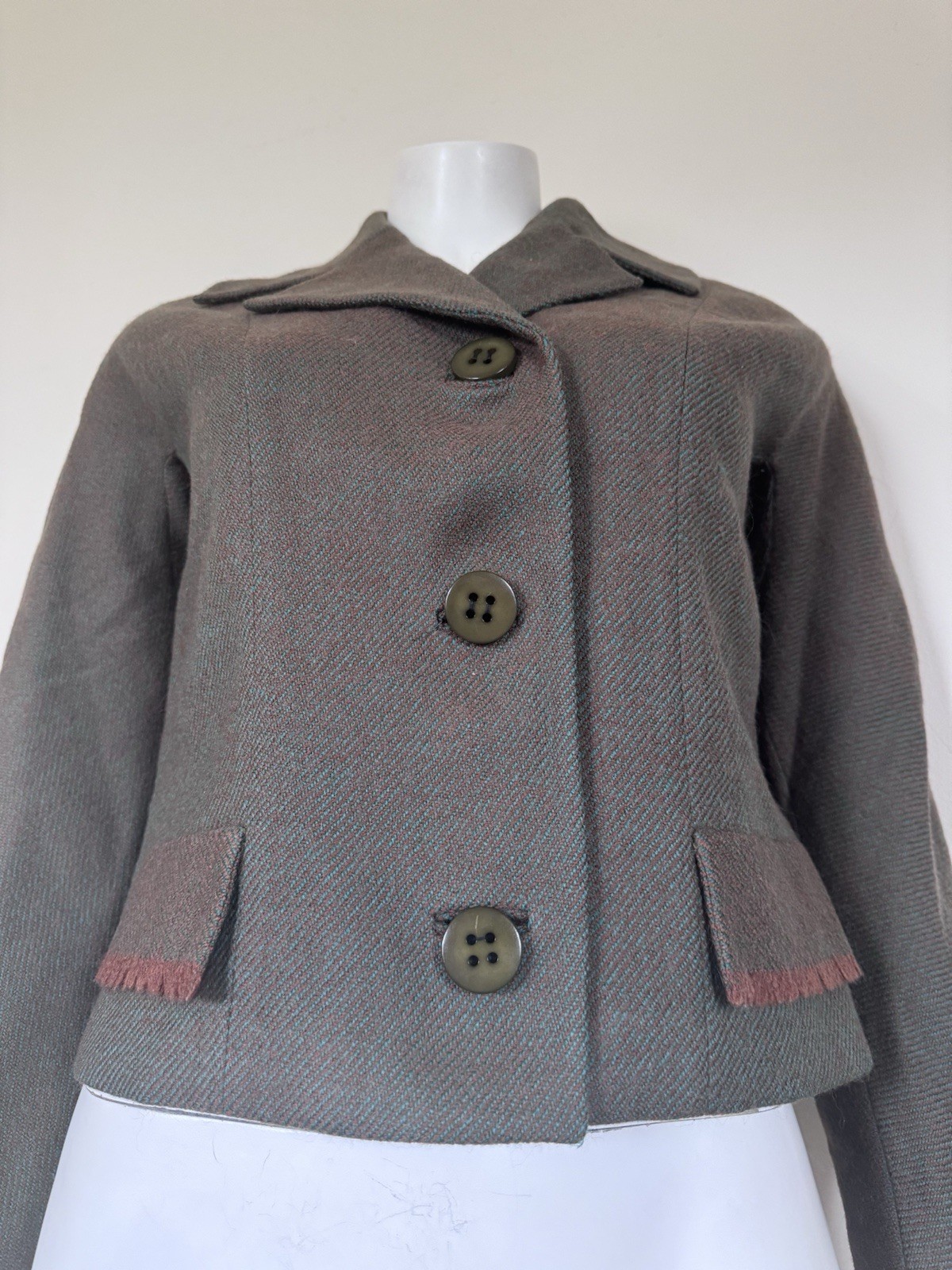 VTG 40s/50s Women’s Hyde Park Drum Tweed Jacket Back Bow Mid Century Retro Chic