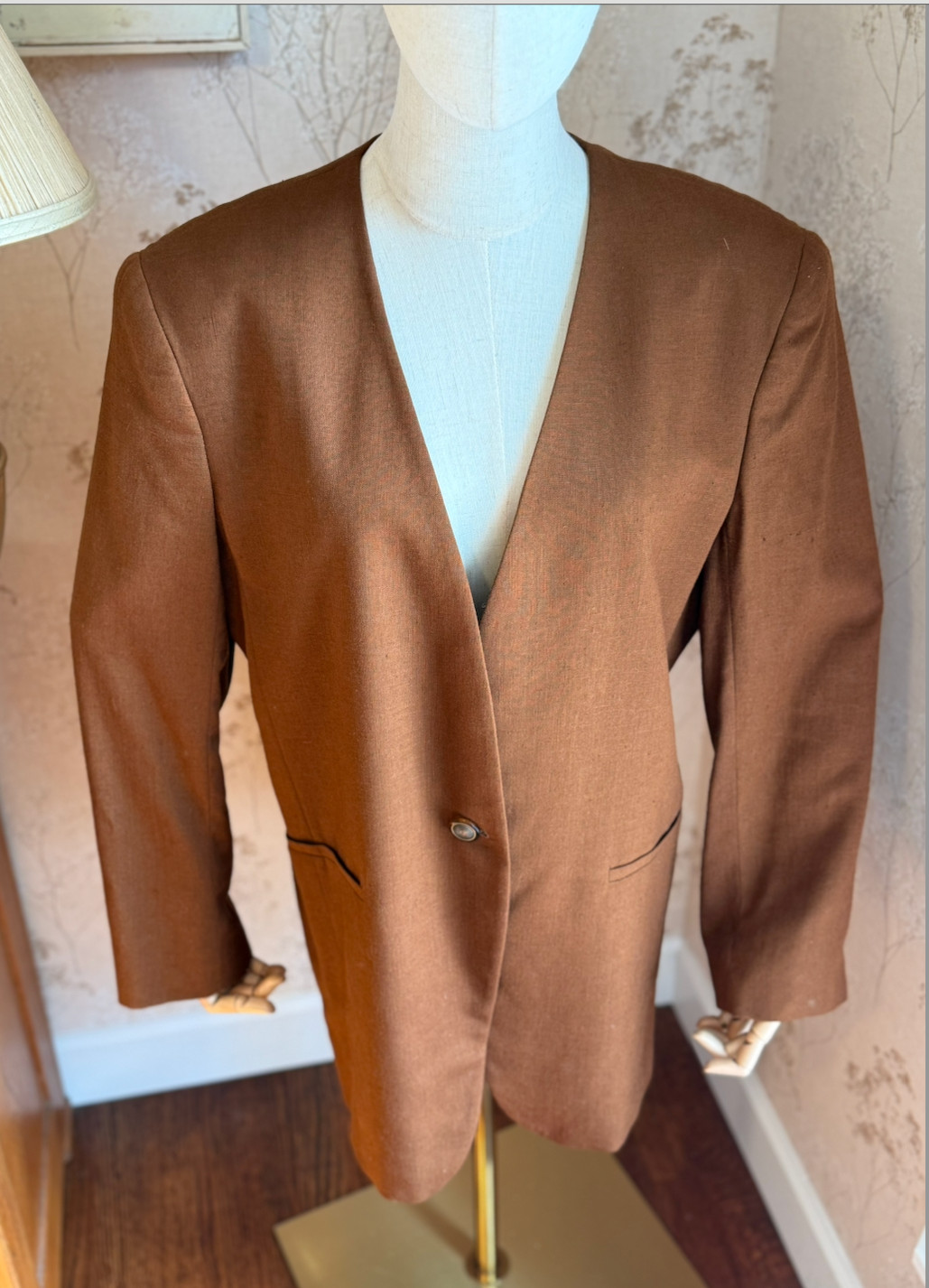 Vintage Rena Rowan for Saville Womens Minimalist camel Blazer