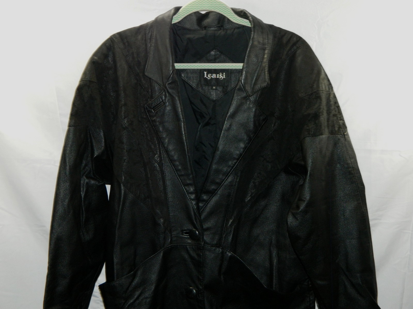 Learsi Genuine Long Leather Jacket Size Medium Vintage 80s