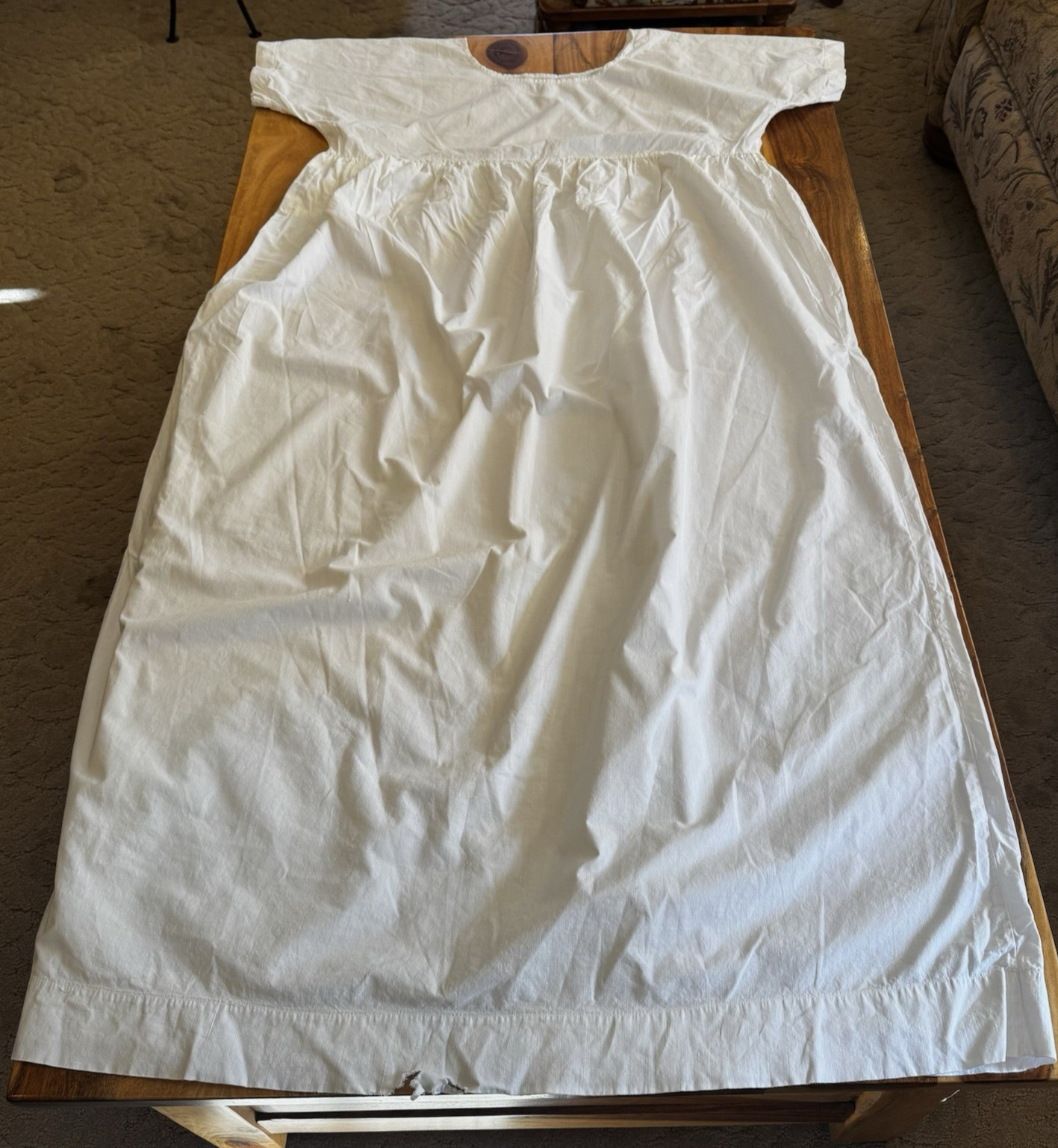 Reenactment Cotton White Night Gown Undergarment With Damage