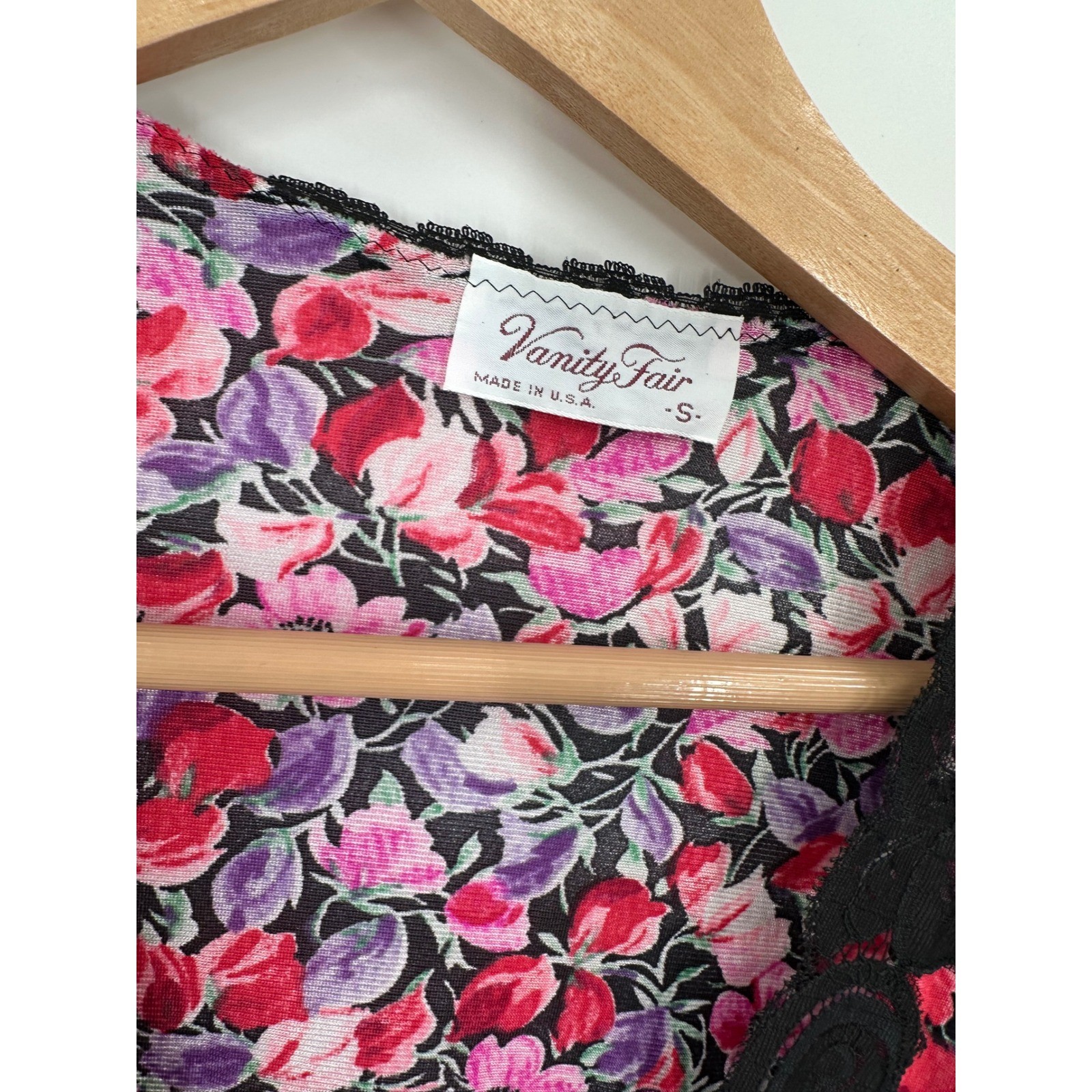 Vintage Vanity Fair Lounge Jacket Womens S Lace Floral Relaxation Loungewear