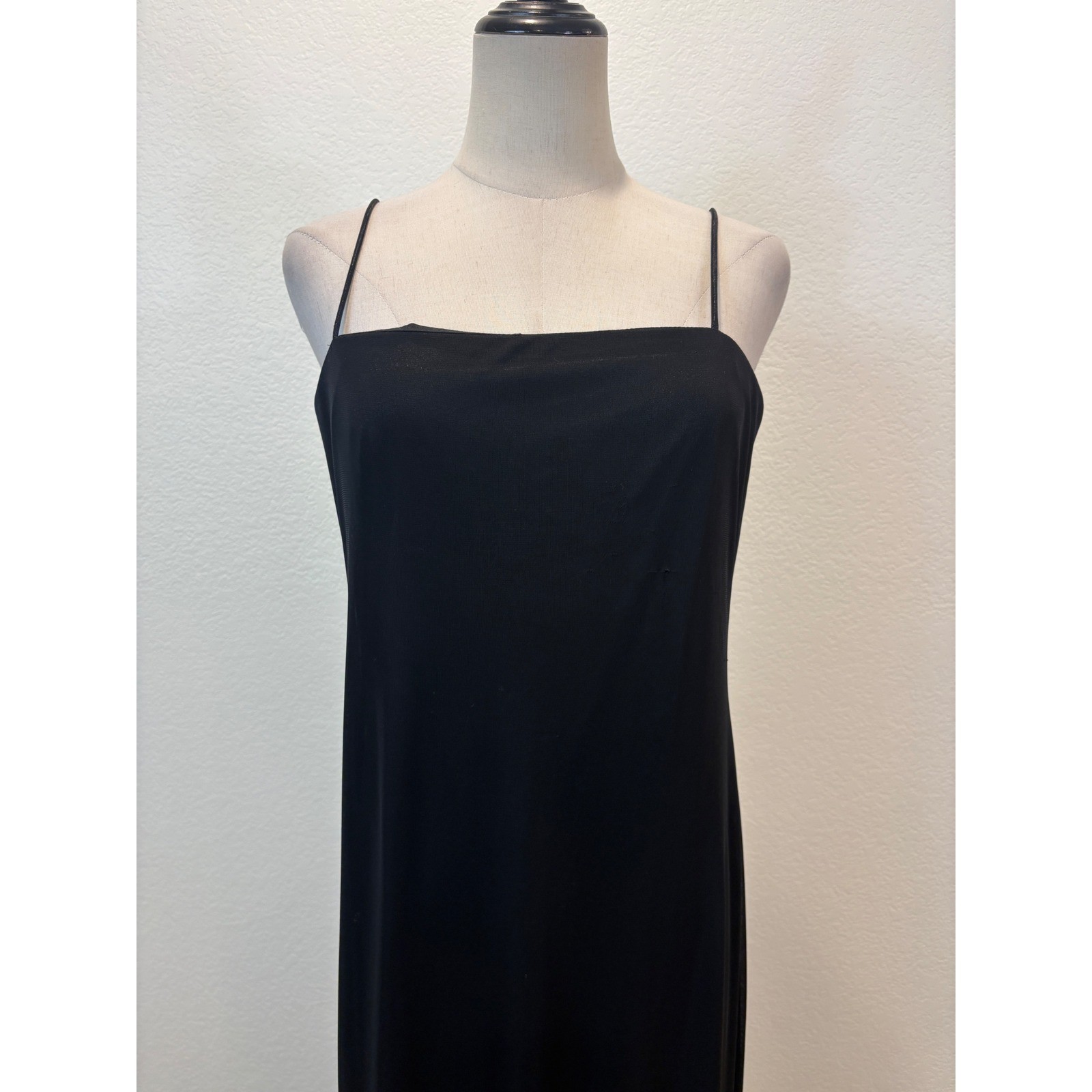 Vtg 90s Arianna by Rachel Kaye Maxi Dress Women 6 Black Sheer glitter Hem Glam