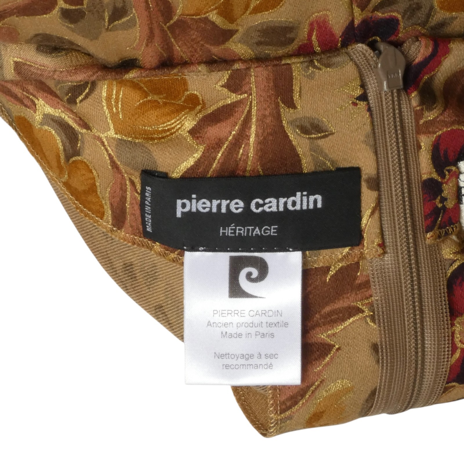 PIERRE CARDIN HAUTE COUTURE- 1990 Brown Floral Wool Dress, Size 8
