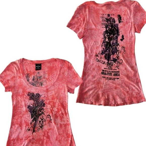 💖 DEADSTOCK PINK POWDER MINERAL WASH TATTOO GRUNGE TOP MEDIUM NWT SLEDGE
