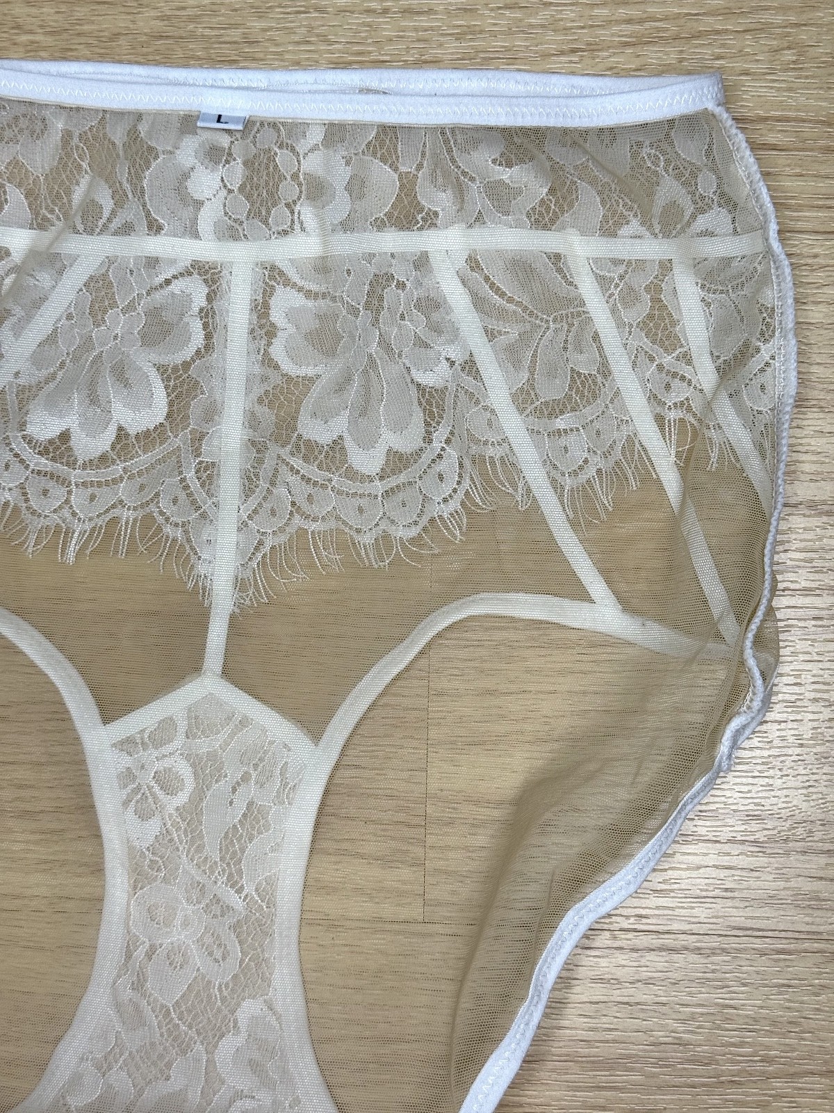 VTG Sheer Light Polyester Granny Panties Nylon Floral Lace Sissy Brief W. 28-30″