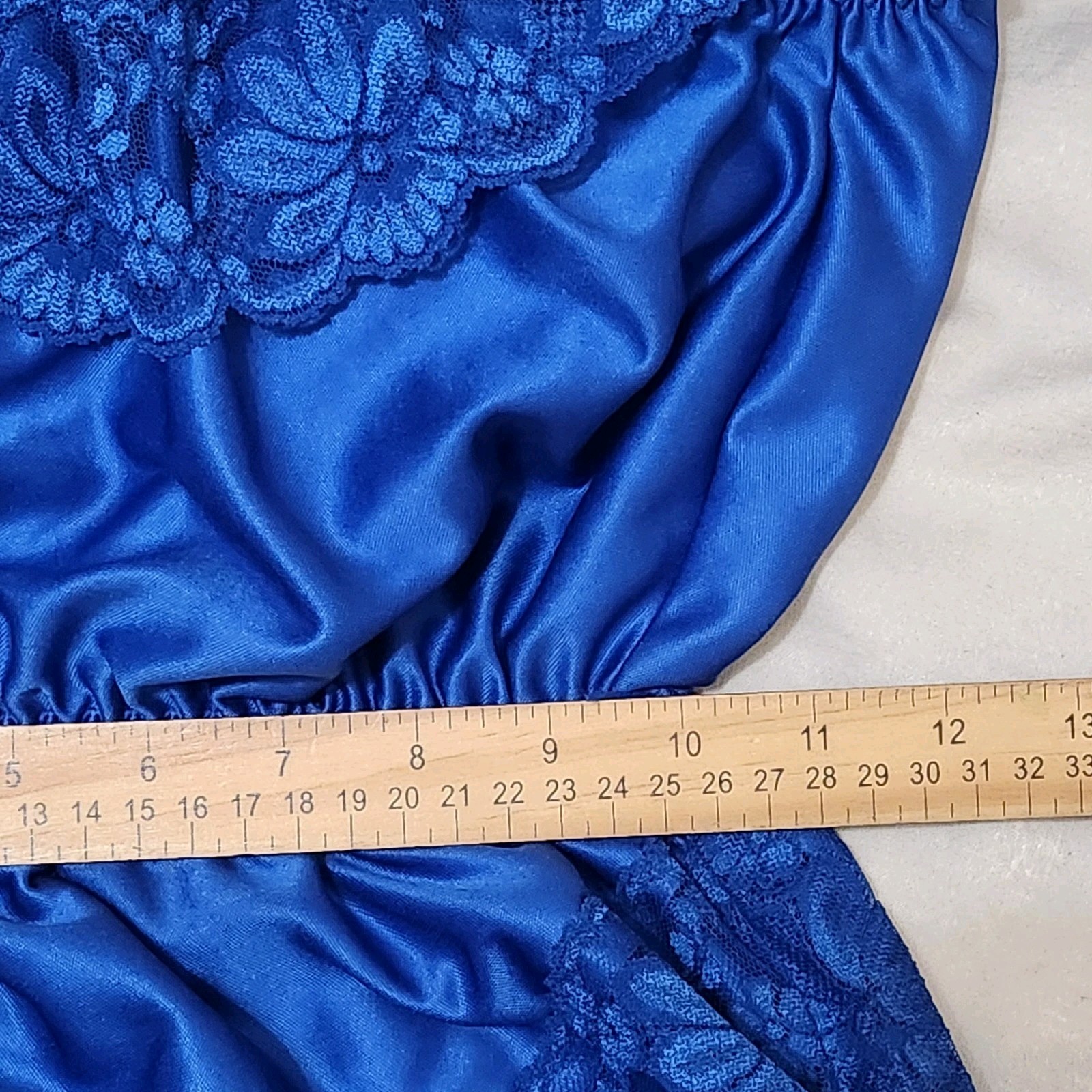 Vtg Dolores Poirette Royal Blue Lace Teddy Romper Bodysuit Size S Union Made