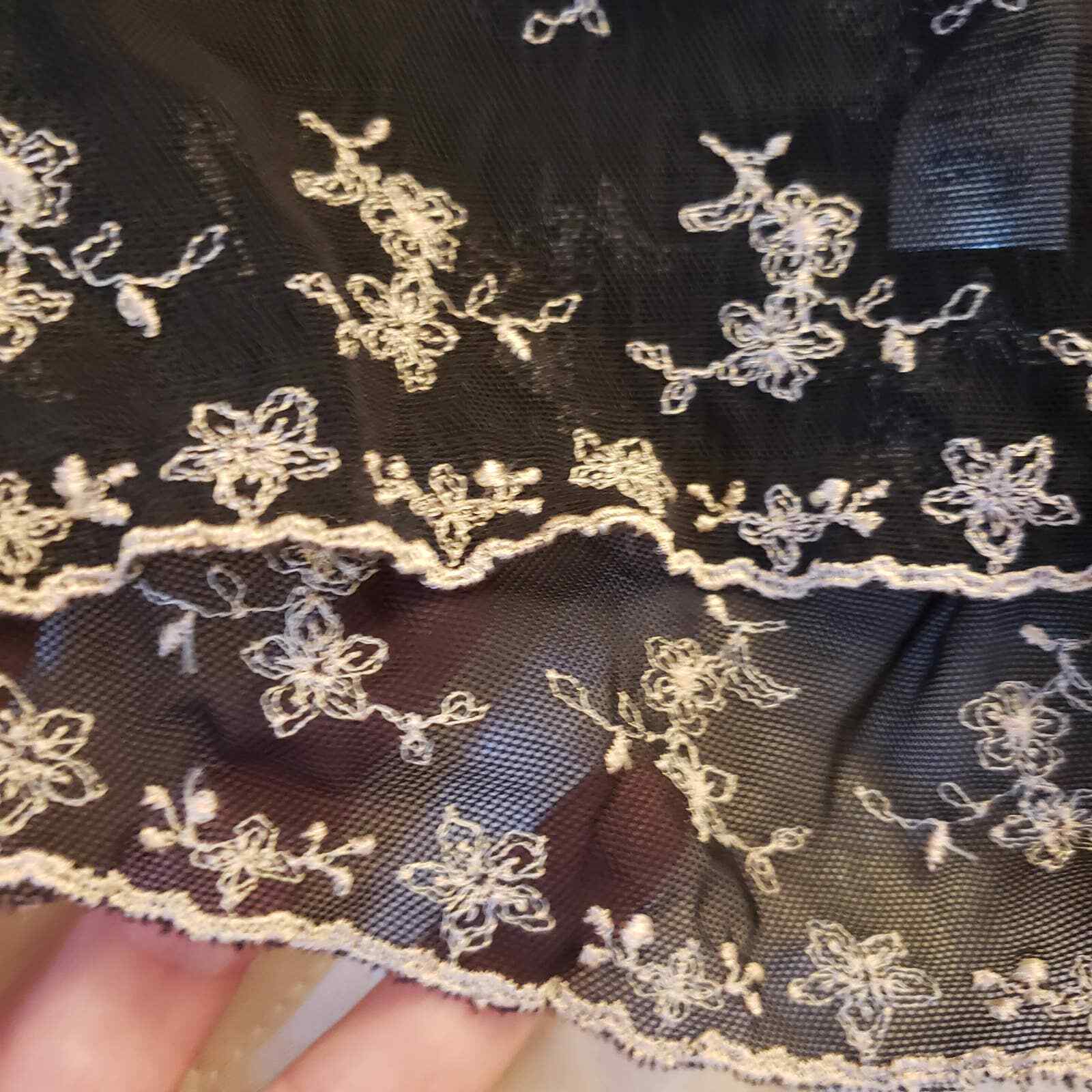 Vintage Delicates Panties Sheer Lace Black Floral Embroidery Sz 7 L JC Penny