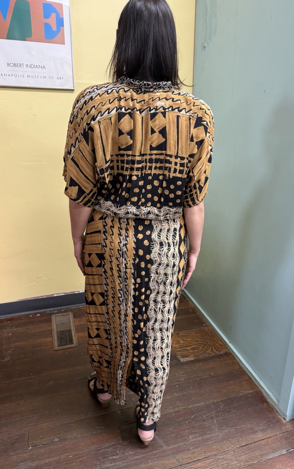 Vintage 90s Casual Corner Tribal Print Maxi Dress Size 10