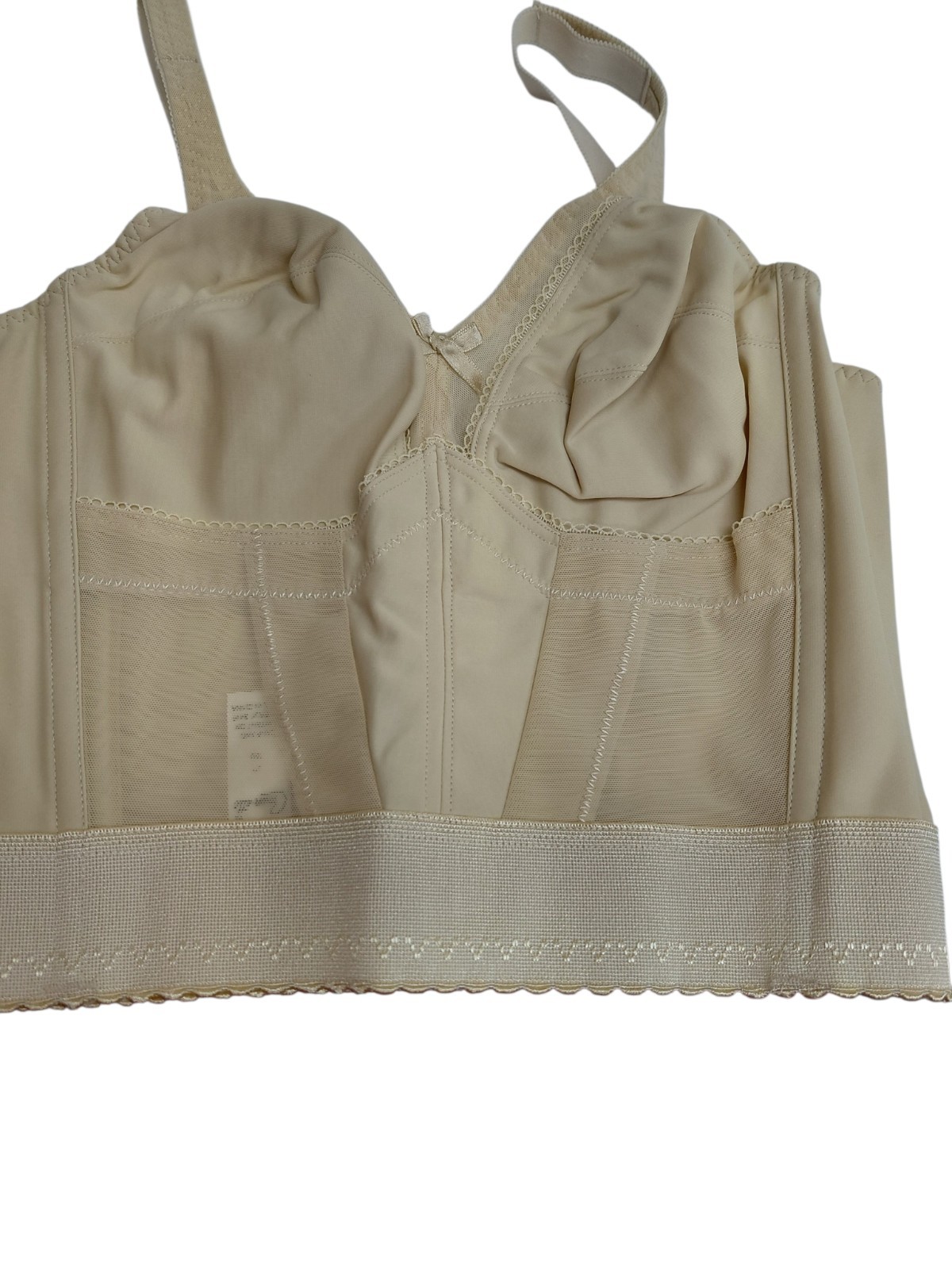 Vintage Crown-nette Longline Beige Bra Size 36B