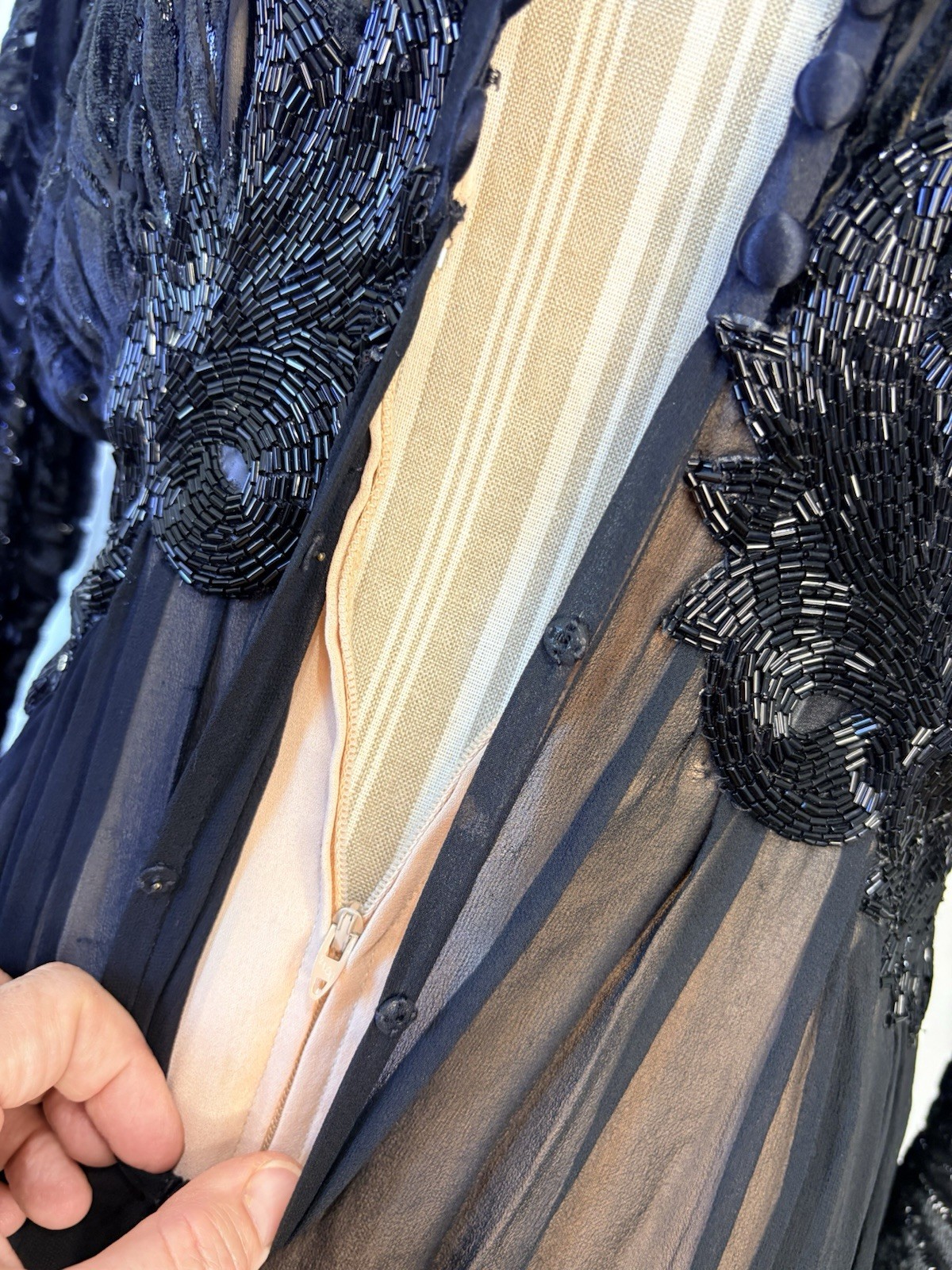 80s NOLAN MILLER Dynasty Black Velvet Burnout 100% Silk Art Deco Gown Size 12/14