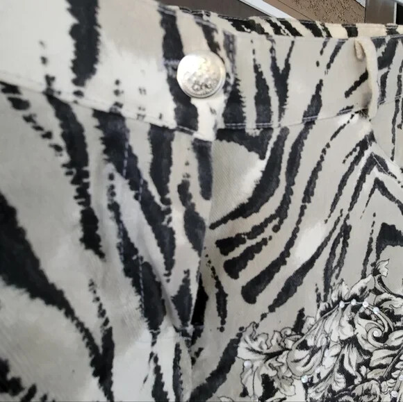 Vintage BEBE Tiger Vintage Black & White Rhinestone Pants – Made in France, S