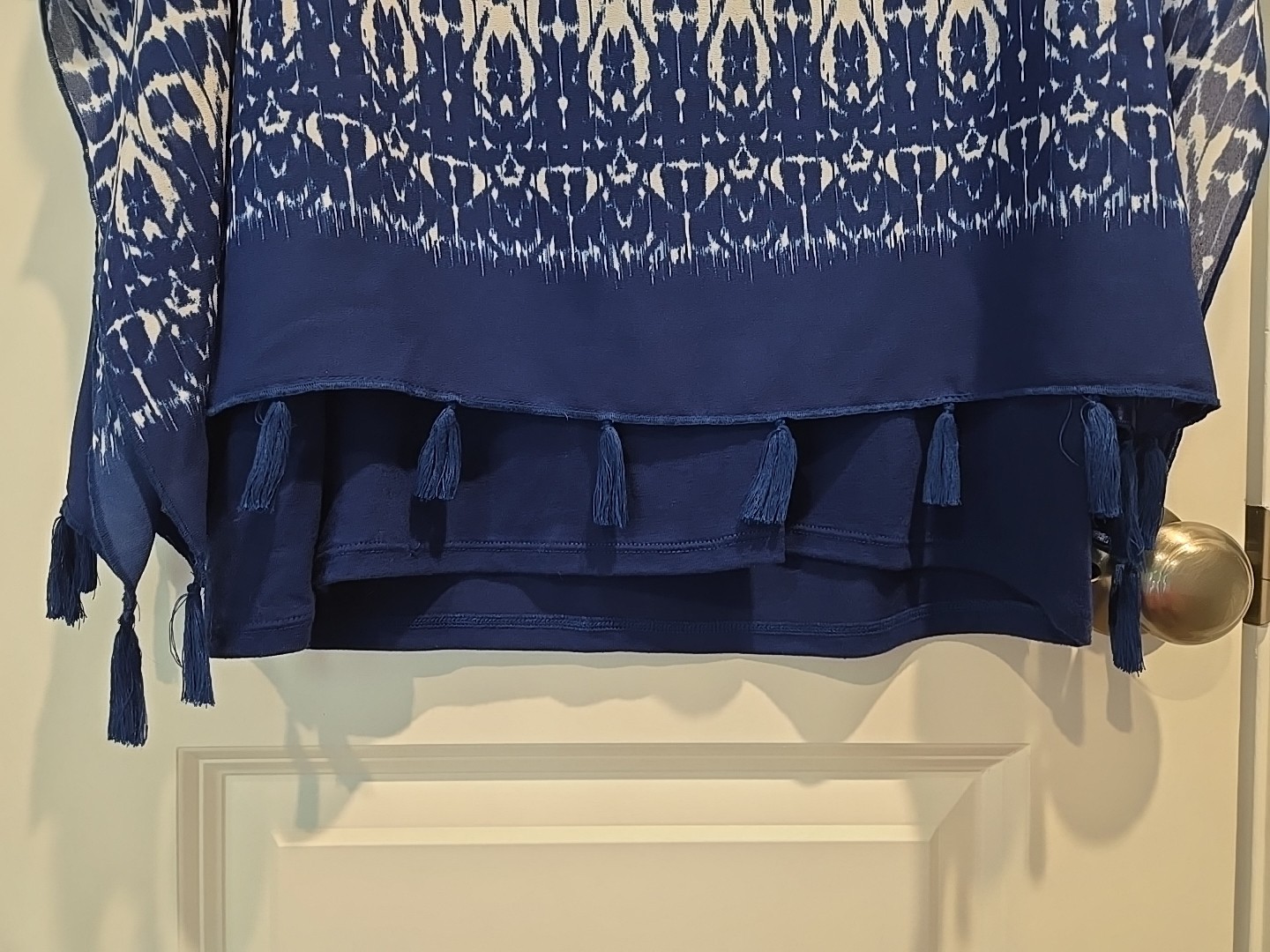 VTG Ruby Rd. Blue Tank with Blue & White Sheer Overlay Blouse Size S