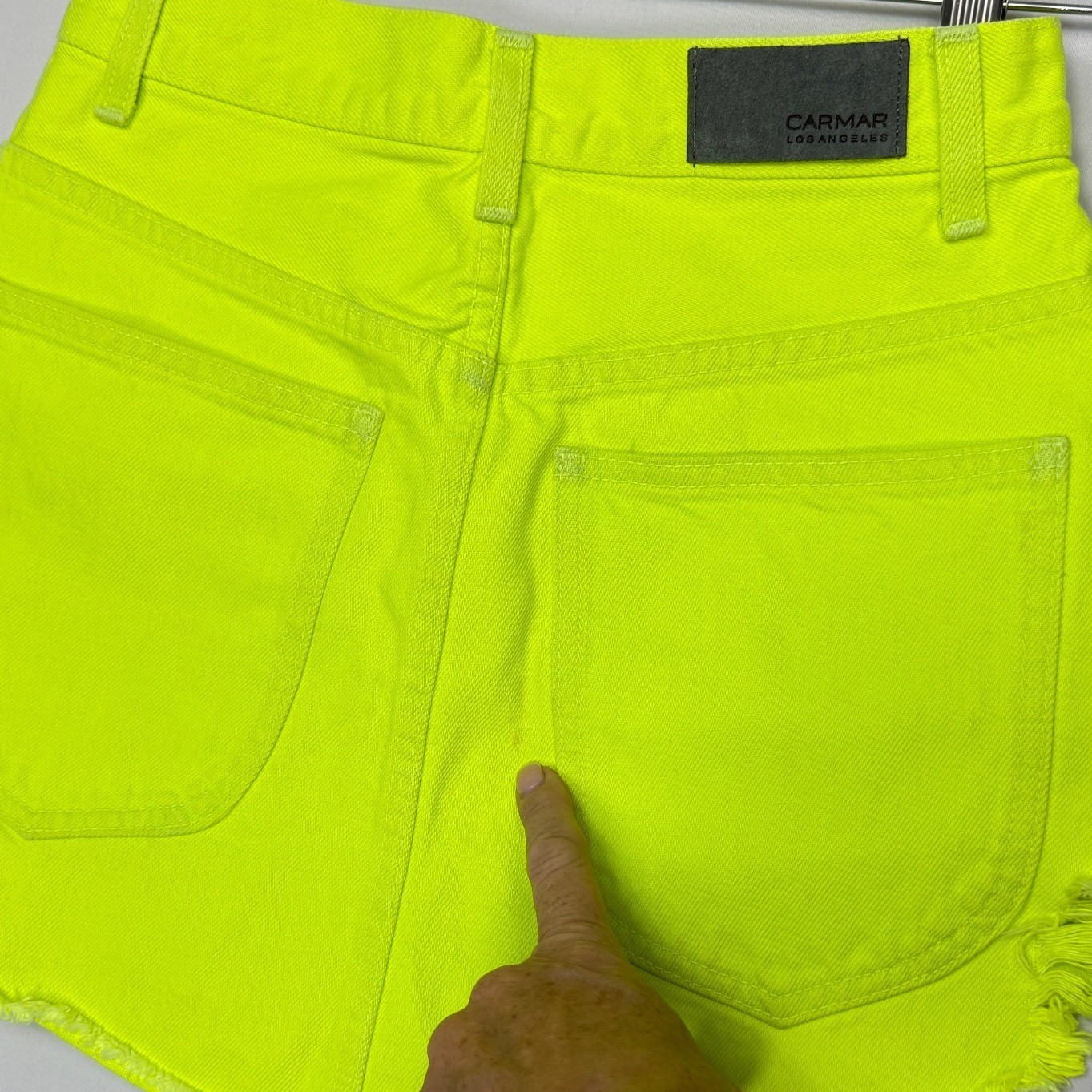 Carmar Los Angeles Neon Yellow Distressed Denim Mini Skirt Size 25 NWT