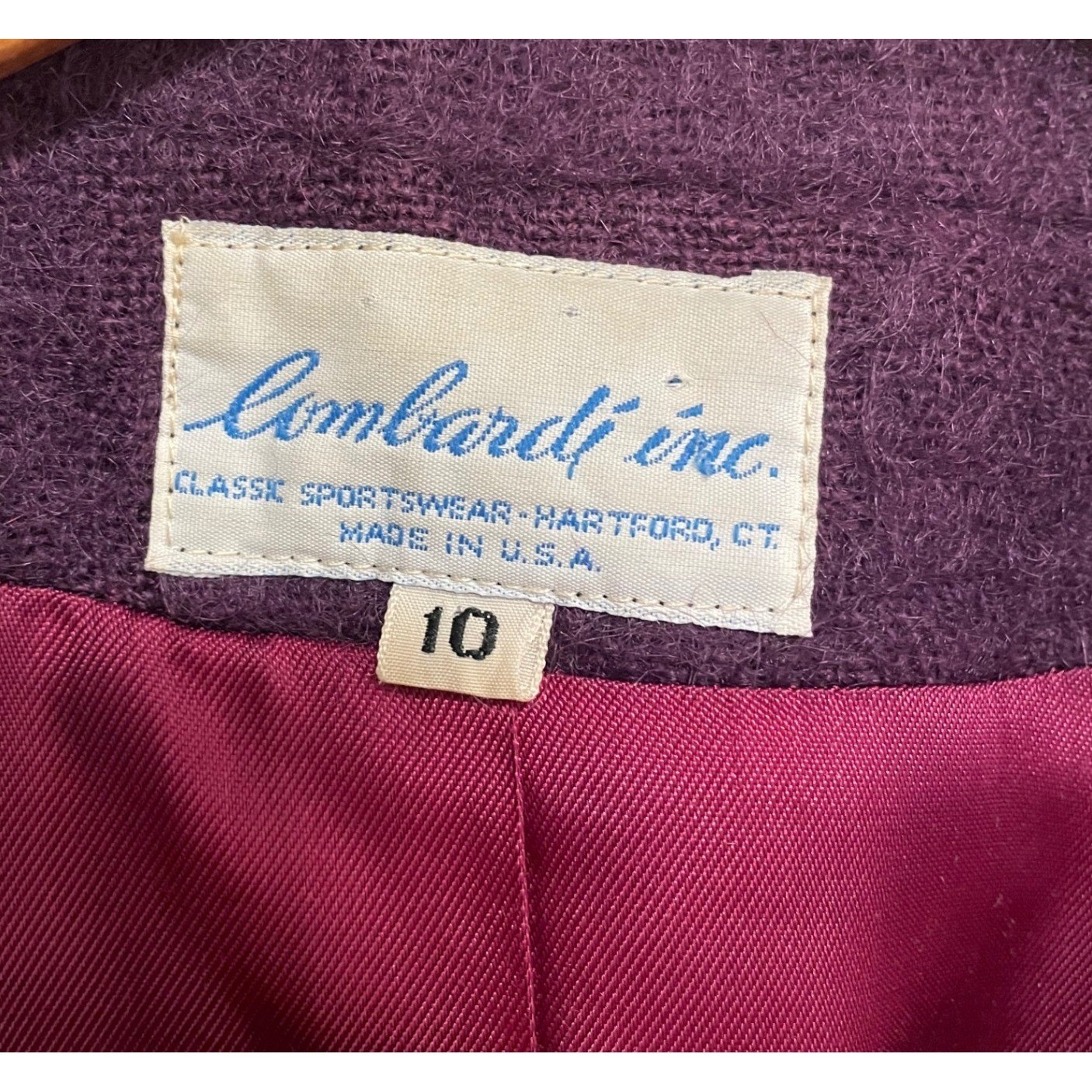 Vintage Purple Mohair Wool Blend Jacket Lombardi Inc Made in USA Size 10