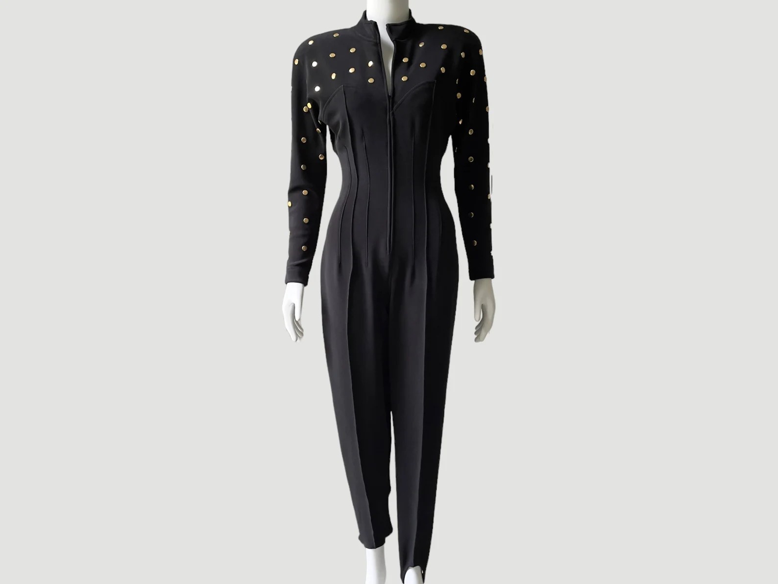 TADASHI VINTAGE JUMPSUIT, Black Gold, Size L Rave, Bodycon House Vouge