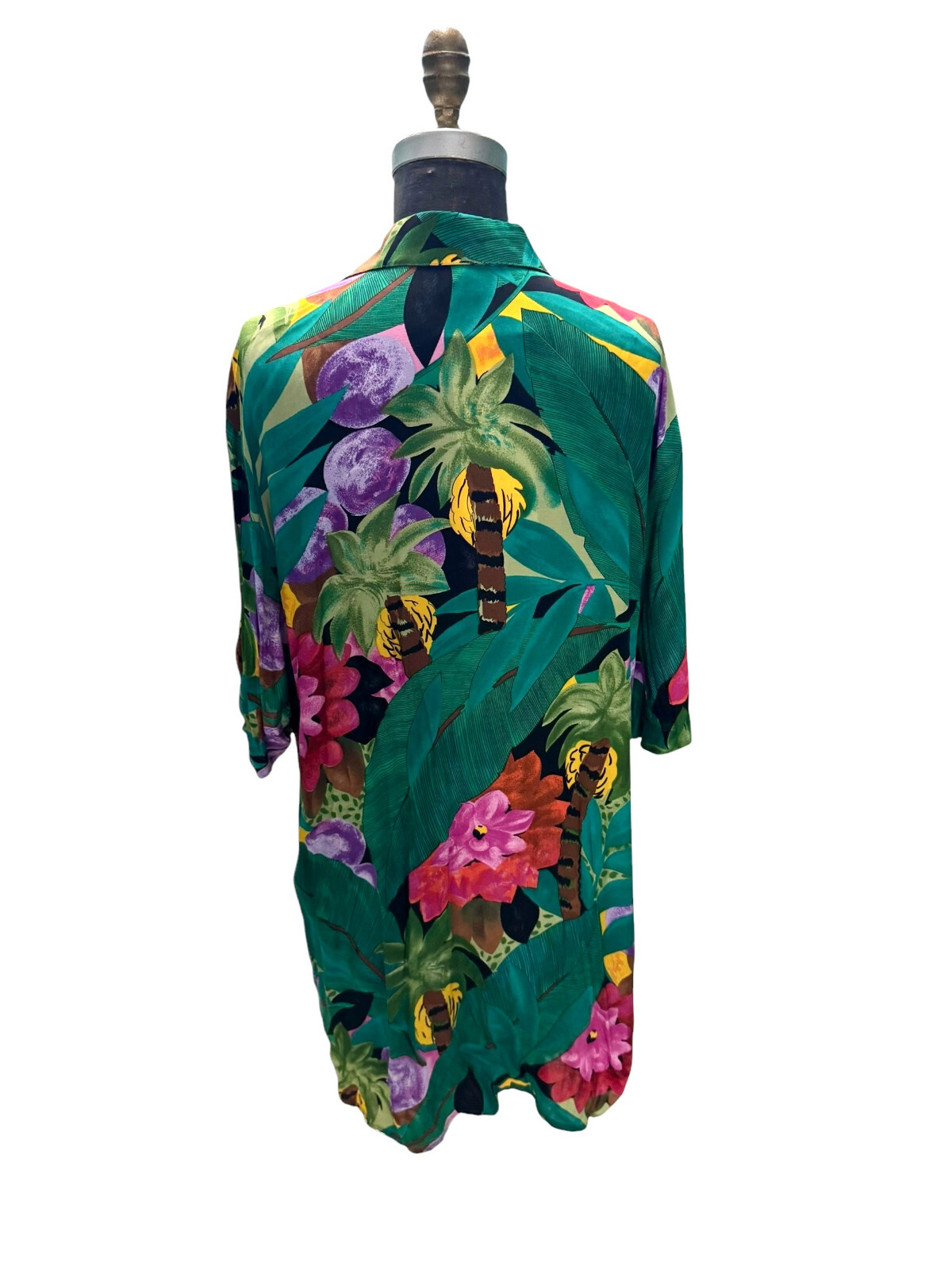 Vintage Gottex Colorful Tropical Floral Pattern Long Shirt New Old W/ Tags Large