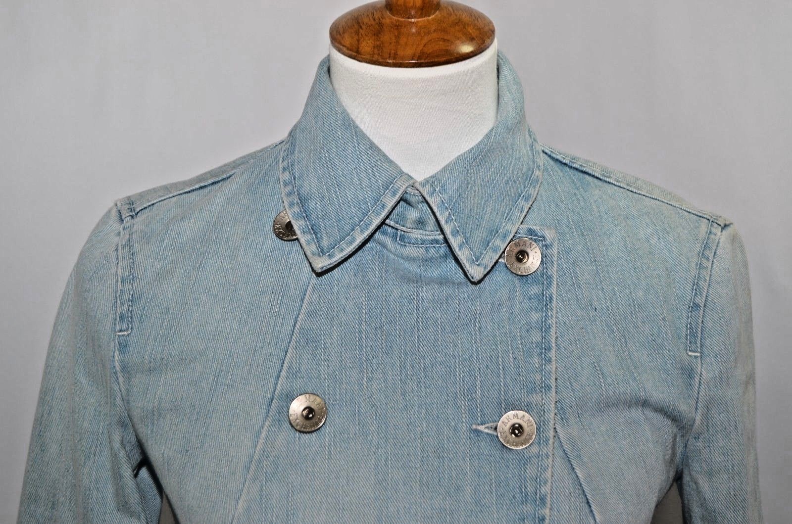 VTG Armani Exchange Stone Washed Button Down Jean Denim Jacket Womens S