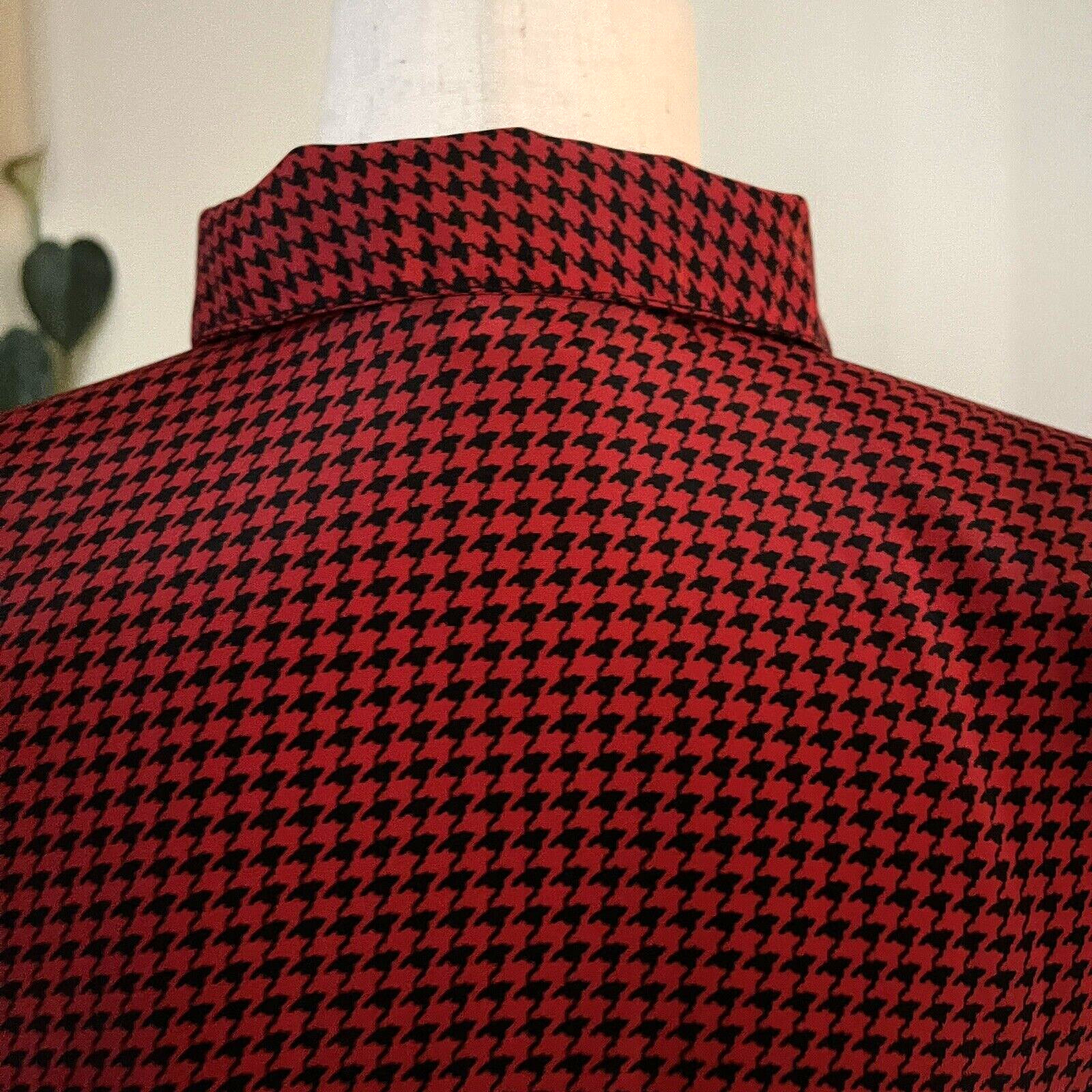 Impressions of California Vintage Red Black Pussy Bow Cravat Blouse sz 14