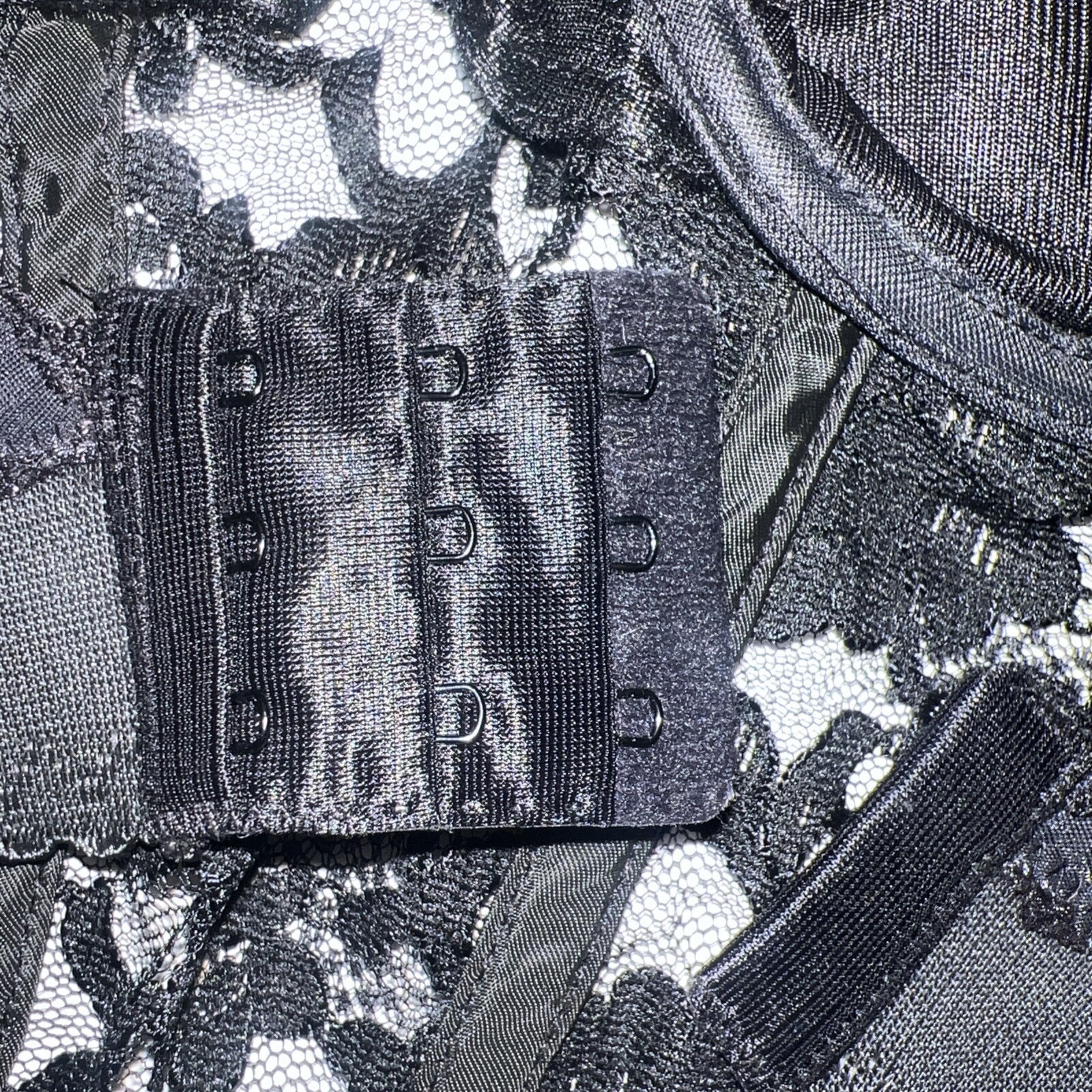34B Victoria’s Secret Black Corset Bustier Strapless Lace Eye Loop Underwire