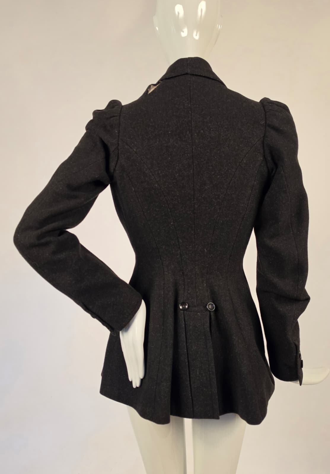 XS ANTIQUE EDWARDIAN WOOL RIDING JACKET W ORIGINAL LONDON LABEL