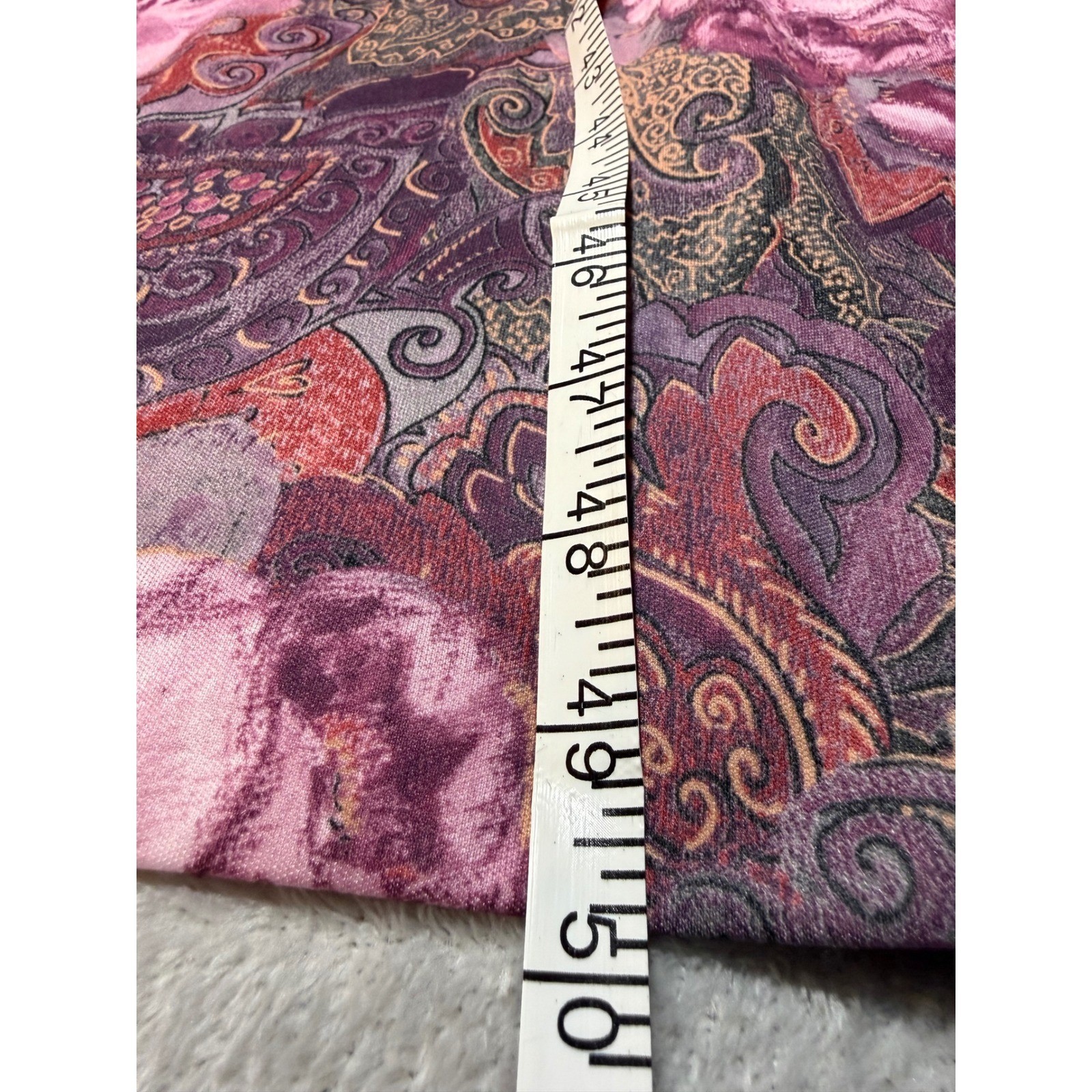 Vintage Blair Mauve Paisley Floral Midi Dress Pearl Button Belted 80 Made in USA