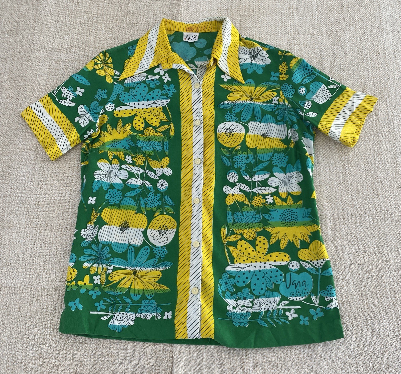 Vintage 60’s Vera Neumann Short Sleeve Cotton Blouse Sz 16