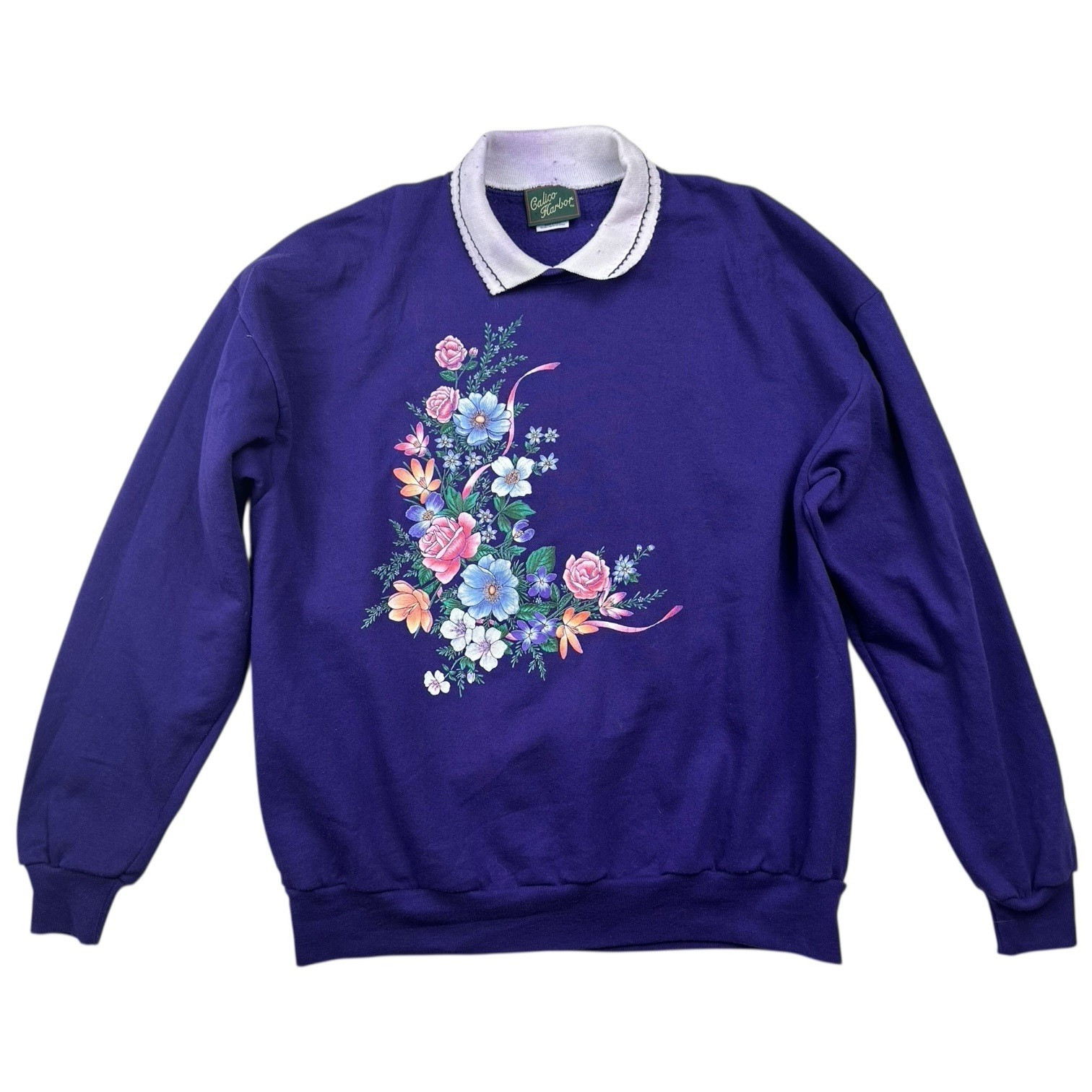 Vintage sweatshirt purple XL grandma core granny oversized cottage floral 90s