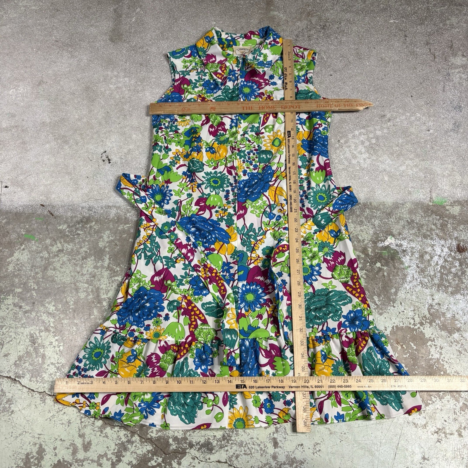 Vintage Liberty Circle Dress Women’s Size 16 Floral Sleeveless Mid Century Mod