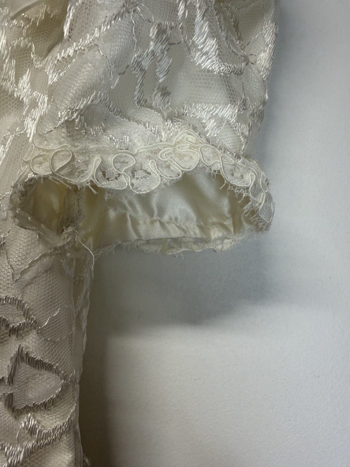 Alfred Angelo Y2K VTG 80s 90s White Satin Short Sleeve Wedding Dress V Neck S