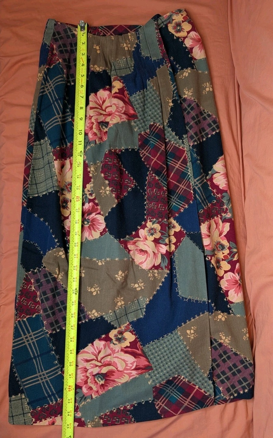 Vntg 90s Wrap Skirt Cambridge Dry Goods Patchwork Cotton Cottagecore Boho Maxi L