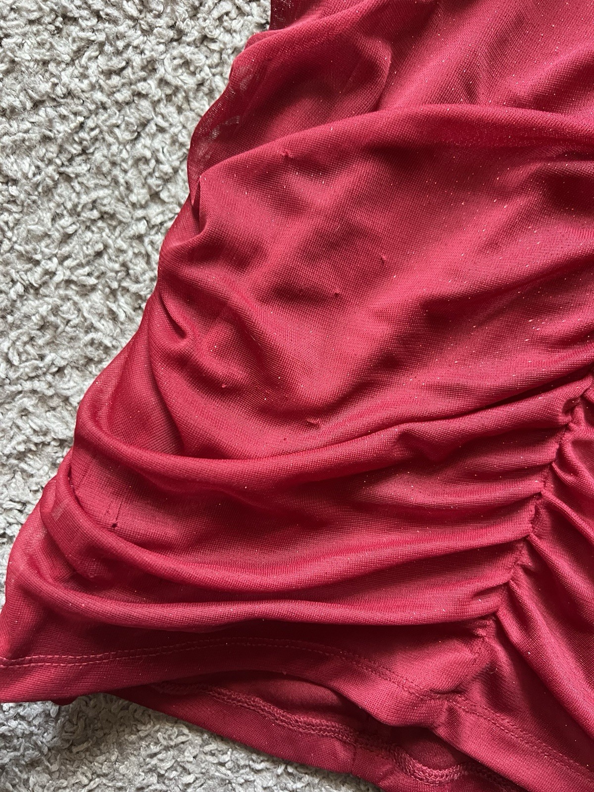 Y2K 2000s Taboo Dress Large Red Glitter Halter Mini Ruched Cocktail Party Club