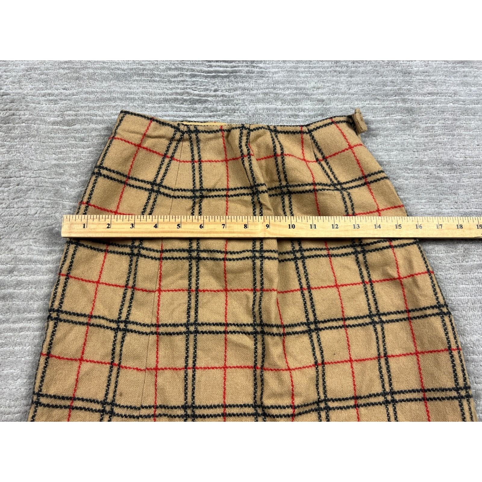 Corner House Skirt Womens 8 Tan Plaid A-Line Vintage Quakertown Wool Blend Check
