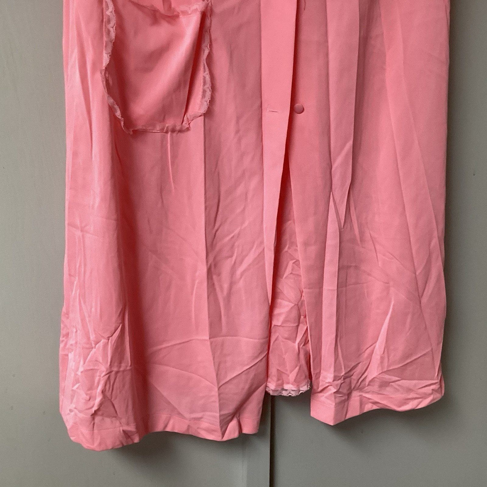 VTG Shadow Lane 2 Piece Size Small Night Gown & Robe Coral Lace Silky Flowers