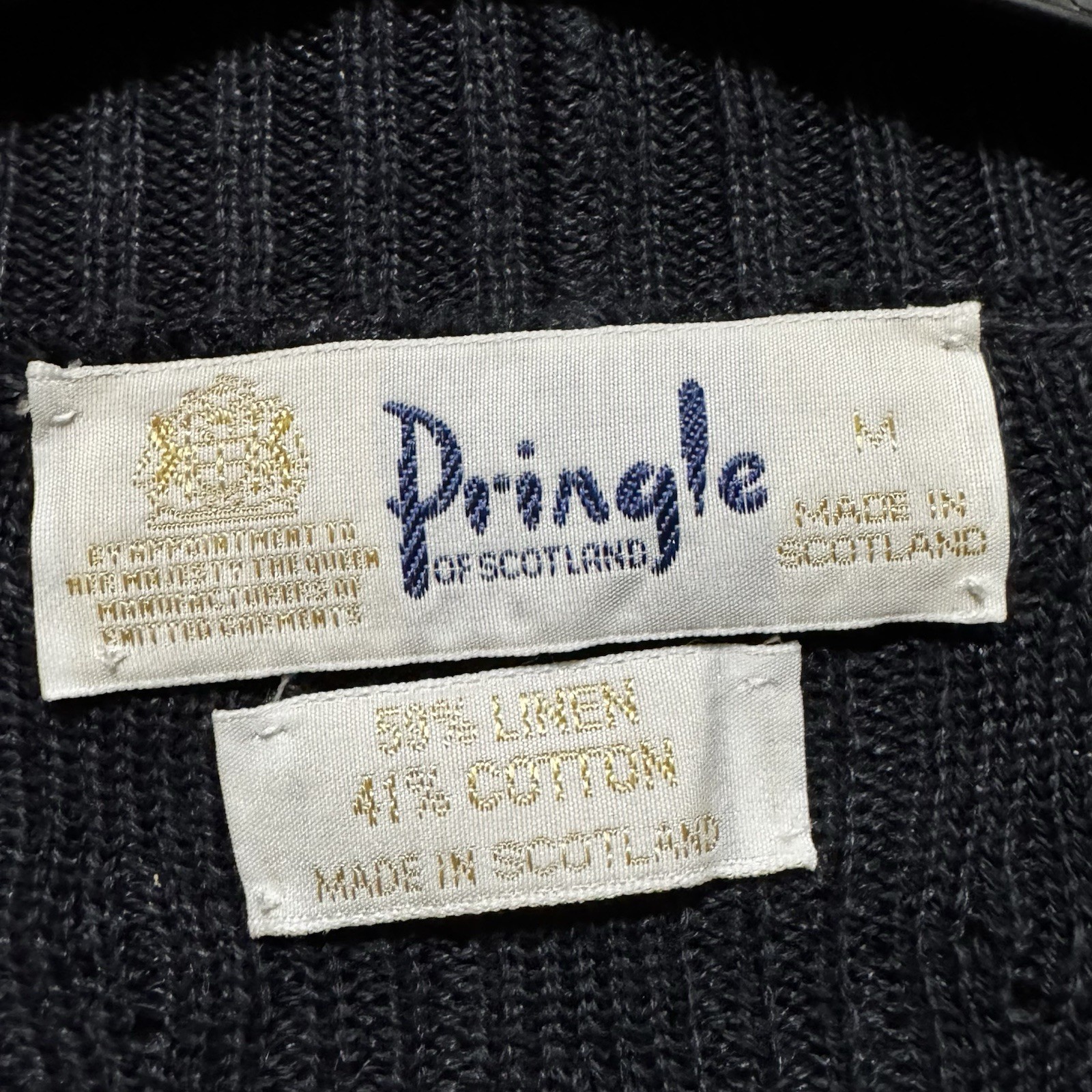 Pringle Of Scotland Open Front Cardigan Women’s Size M Blue Linen Blend Vintage