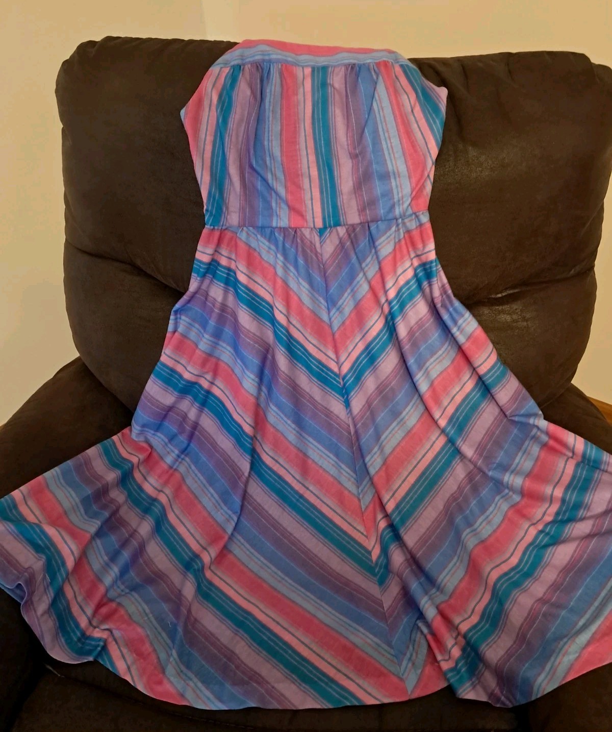 Vintage Sundress Bill Berman 1980’s Multicolor, Halter, Tie Back, Size 9 Dress