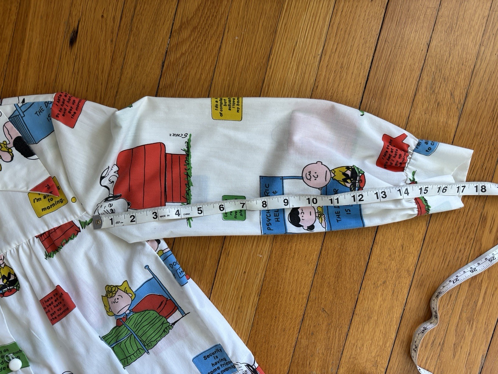 Vintage Peanuts Button-Up Babydoll Smock Dress