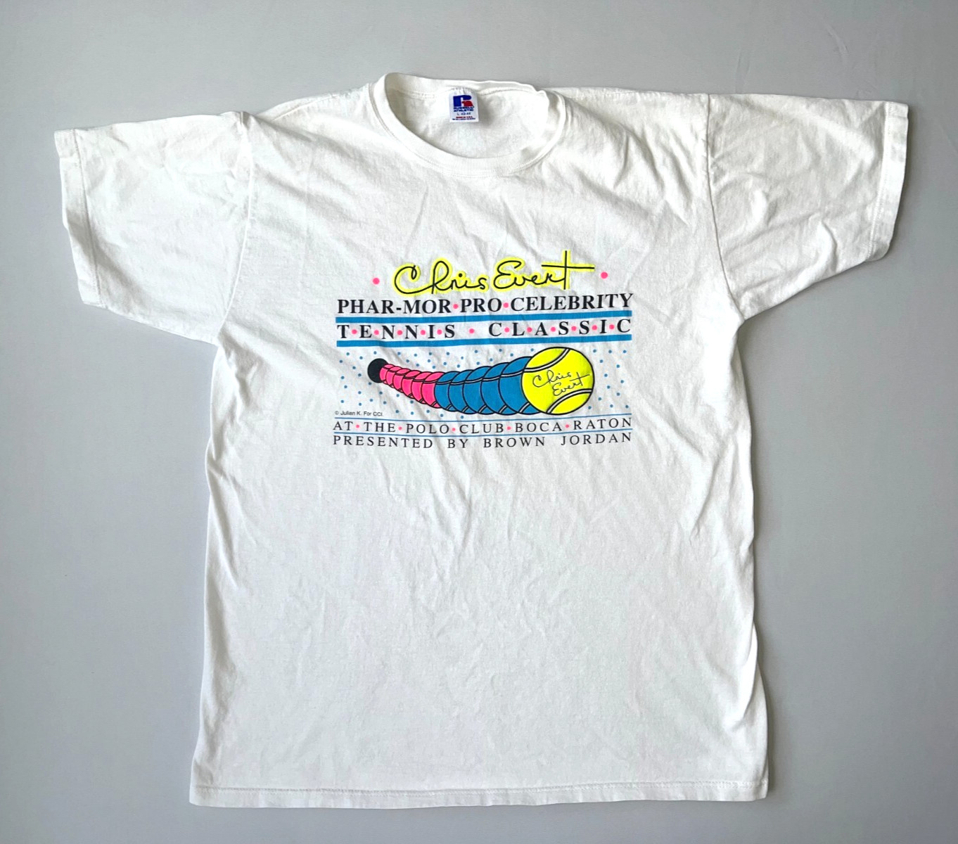 Vintage Chris Evert Tennis Russell Athletic Sz M / L Made in USA T Shirt