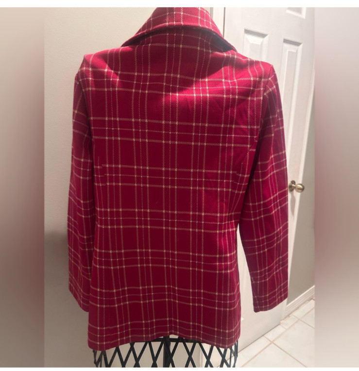Vintage plaid women’s blazer red white 1970s Catalina Sportwear California usa
