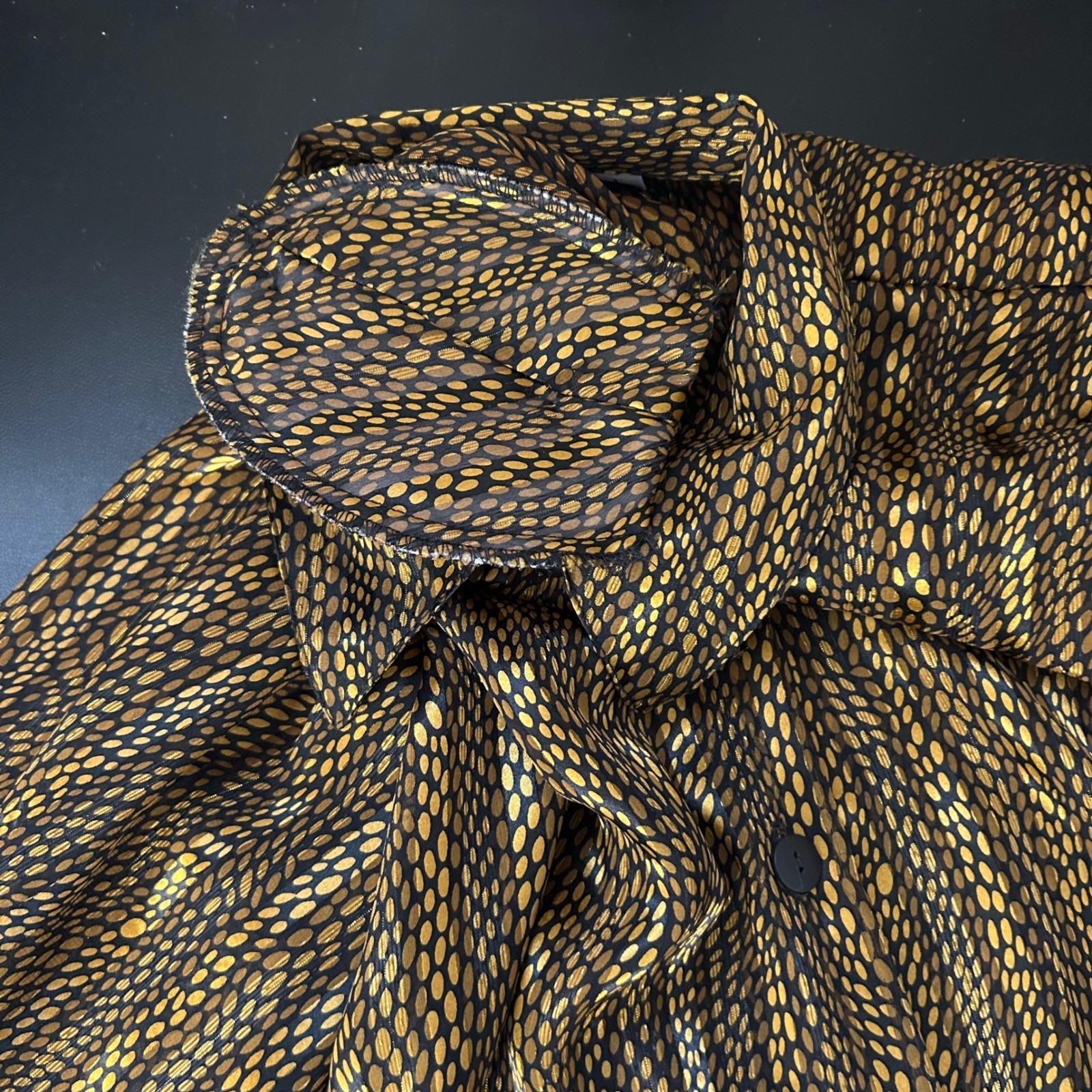 Vintage Impressions of California Gold Black Metallic Stripe Blouse Top Large