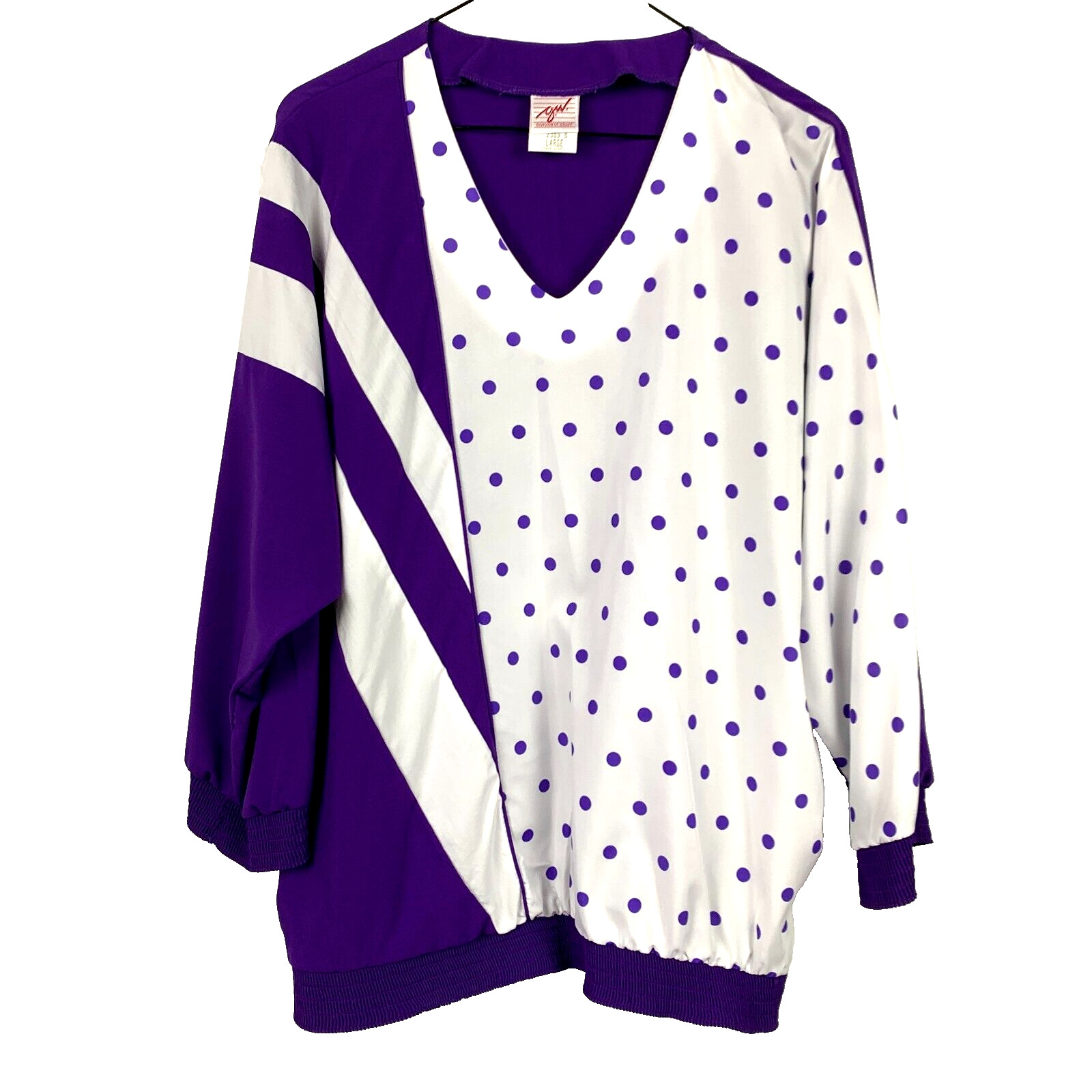 Vintage 80s GW Graff Abstract Art To Wear Funky Goldbergs Purple Shirt Lg READ