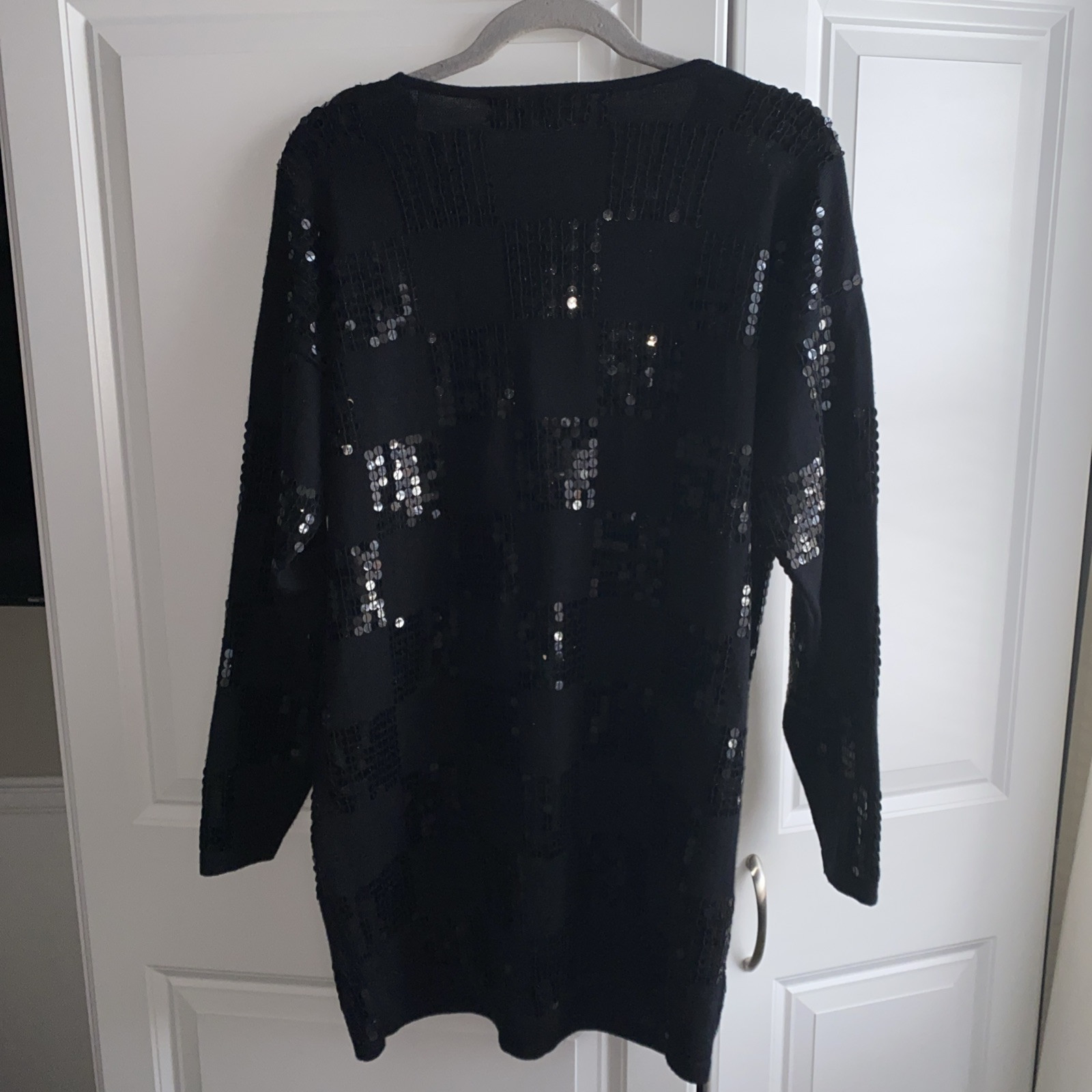 Vintage Valerie Stevens Sequins Sweater Black Small Deadstock Defect NWT *HOLE